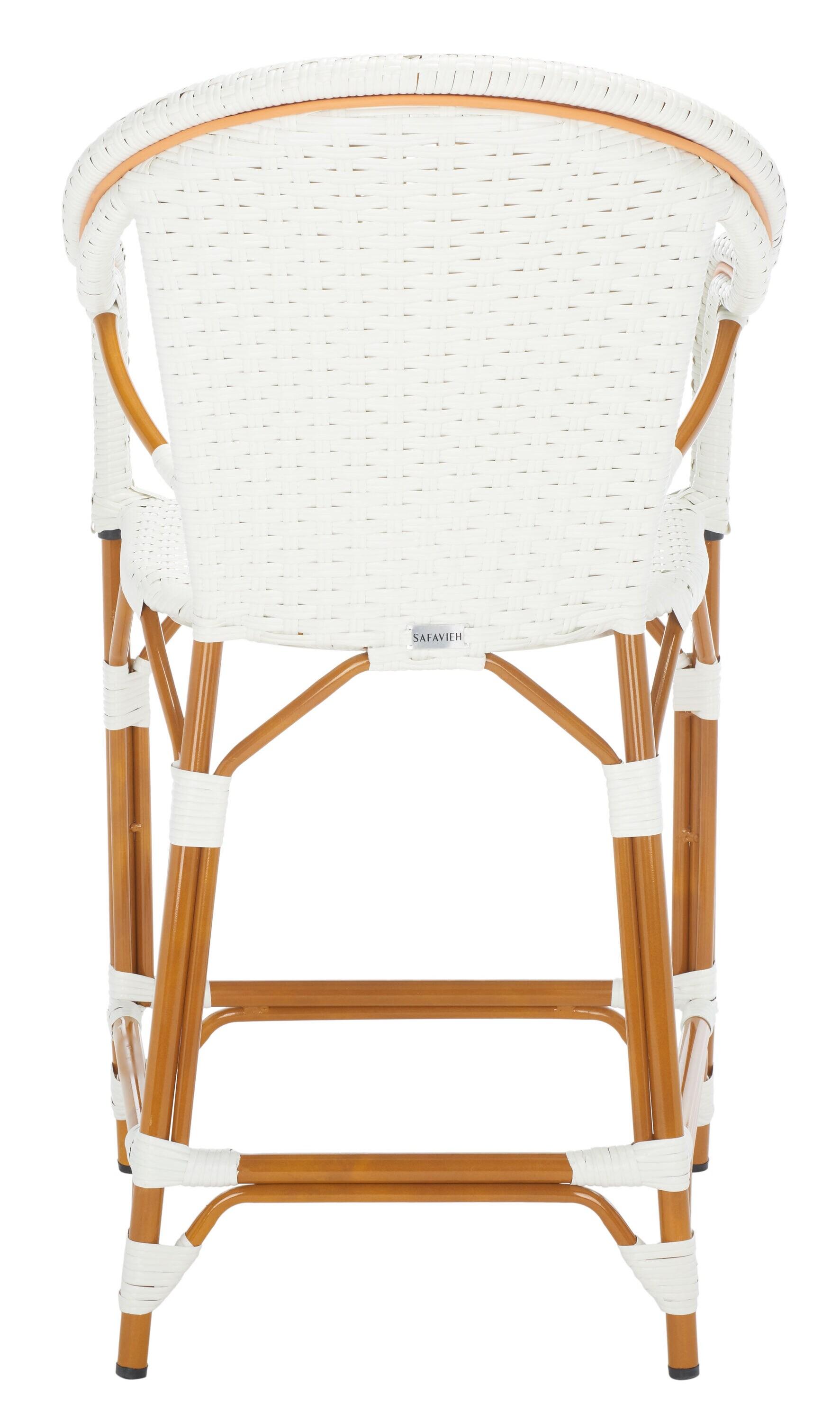 California Counter Stool With Arms - Indoor/Outdoor - PAT7533 - White - Safavieh