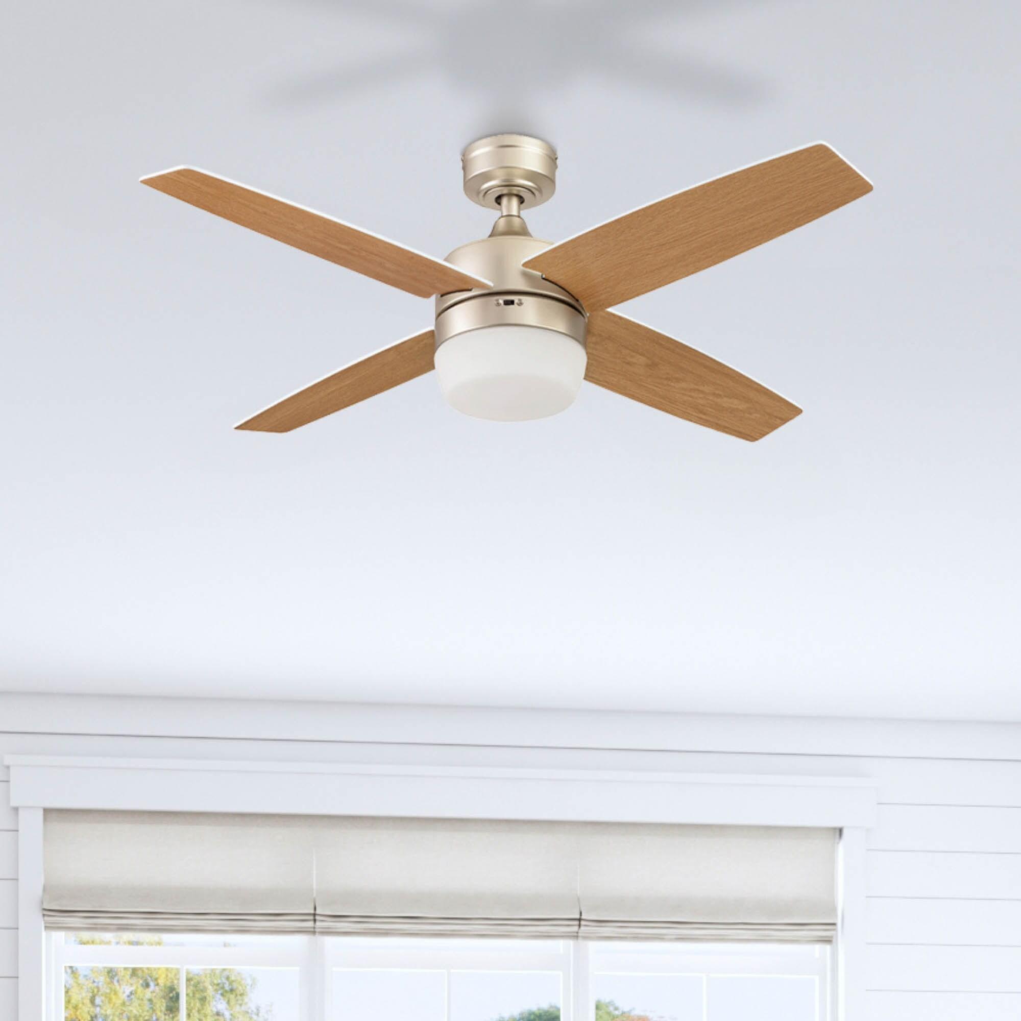 Prominence Home Atlas 44" Champagne Ceiling Fan with Light, Remote Control, 4 Blades & Reverse Airflow