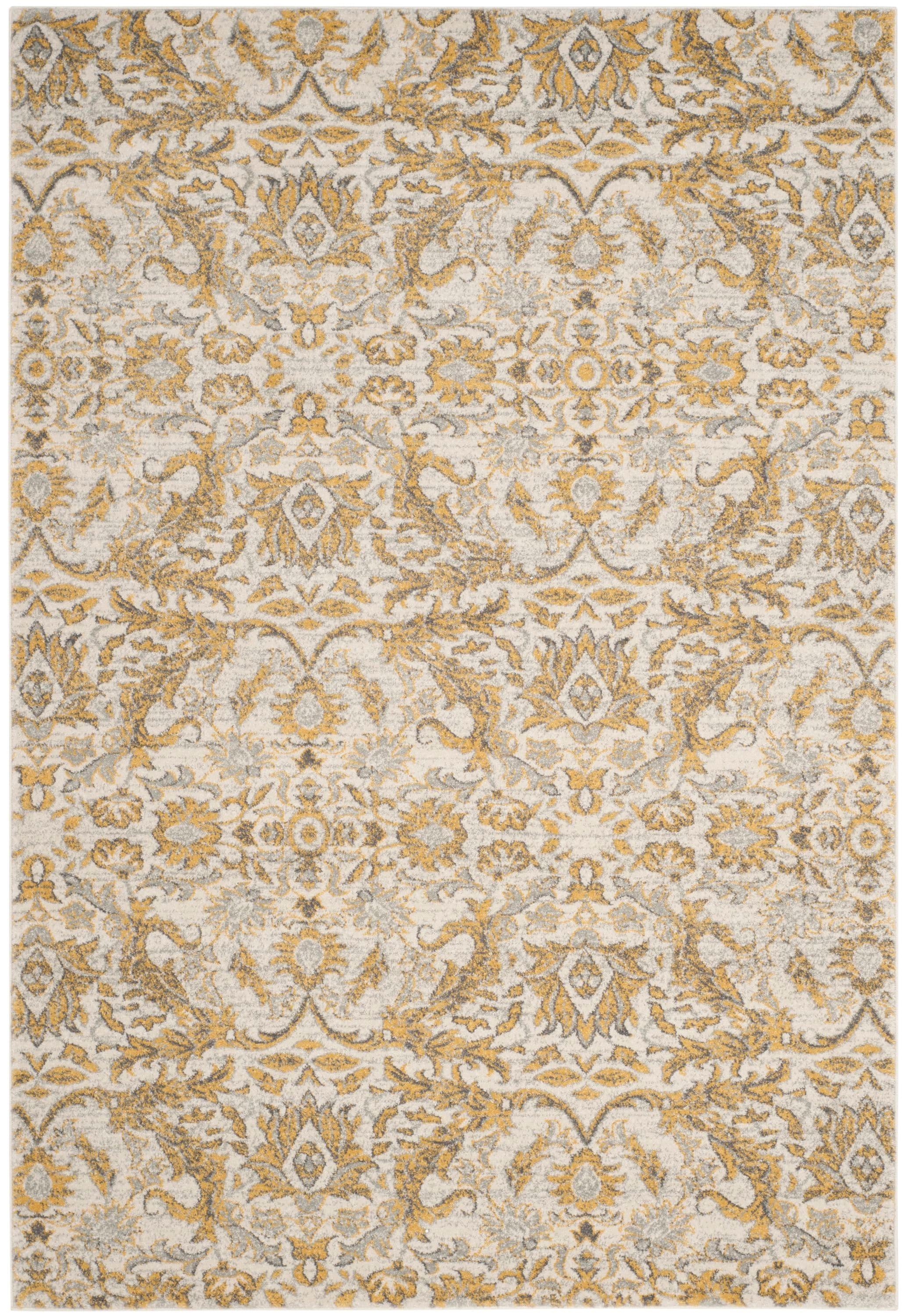 Evoke EVK238 Power Loomed Area Rug - Ivory/Gold - 6'7"x9' - Safavieh.