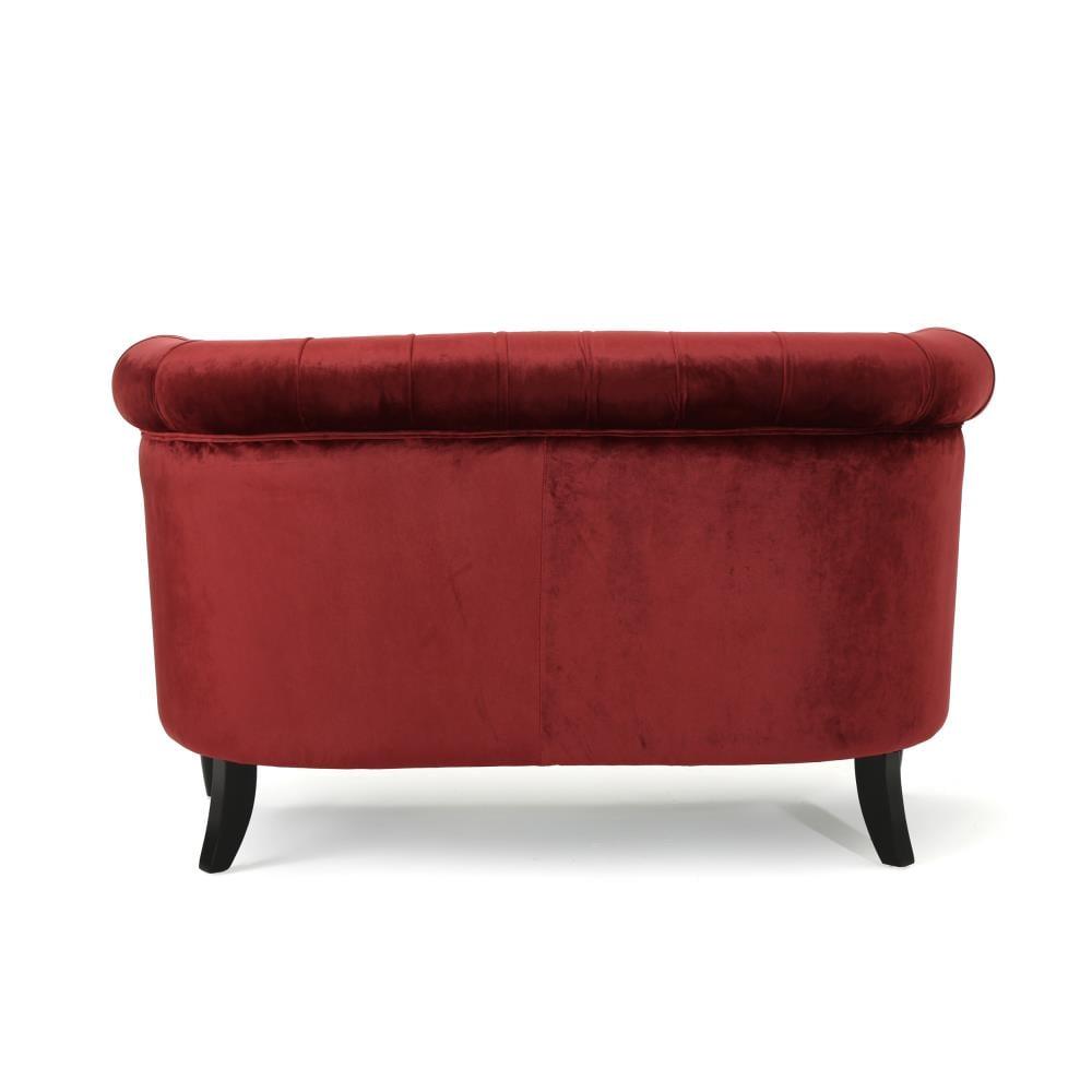 Milani Scroll Arm Loveseat Garnet: Tufted, Nailhead Trim, Polyester Upholstery - Christopher Knight Home
