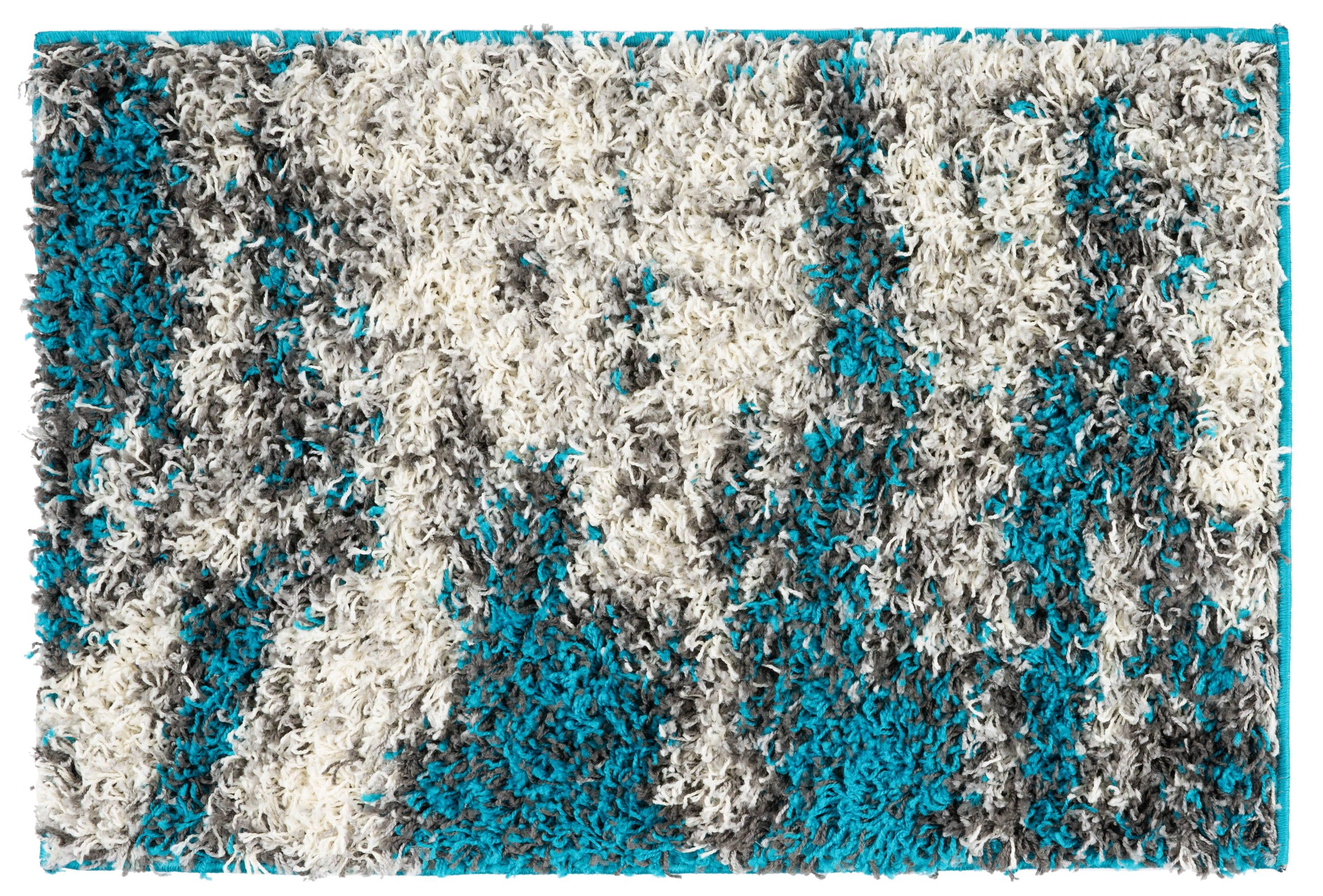 World Rug Gallery Modern Abstract Design Plush Shag Area Rug - Turquoise 2' x 3'