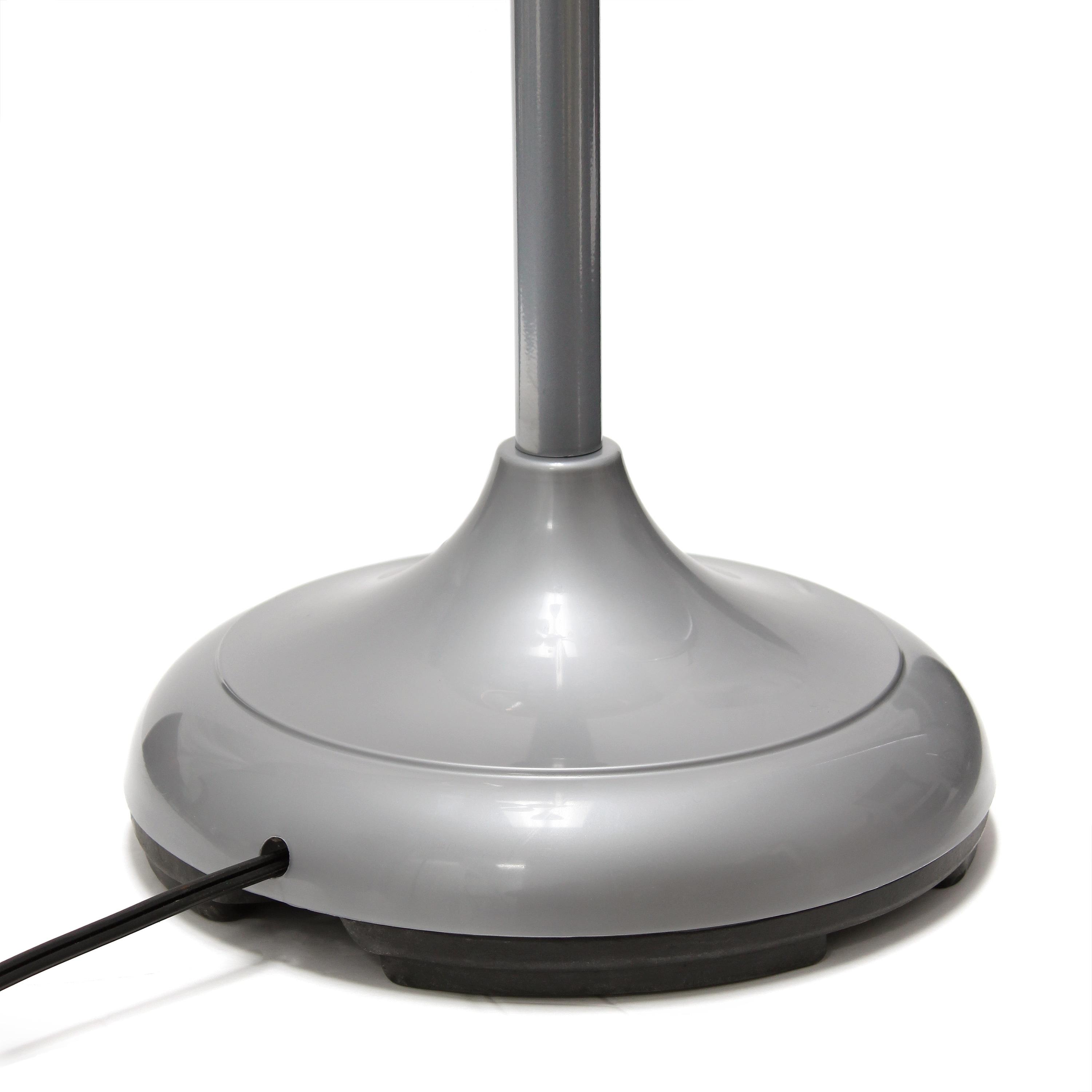 Simple Designs 67" Medusa 5-Light Adjustable Gooseneck Floor Lamp, Silver with White Shades
