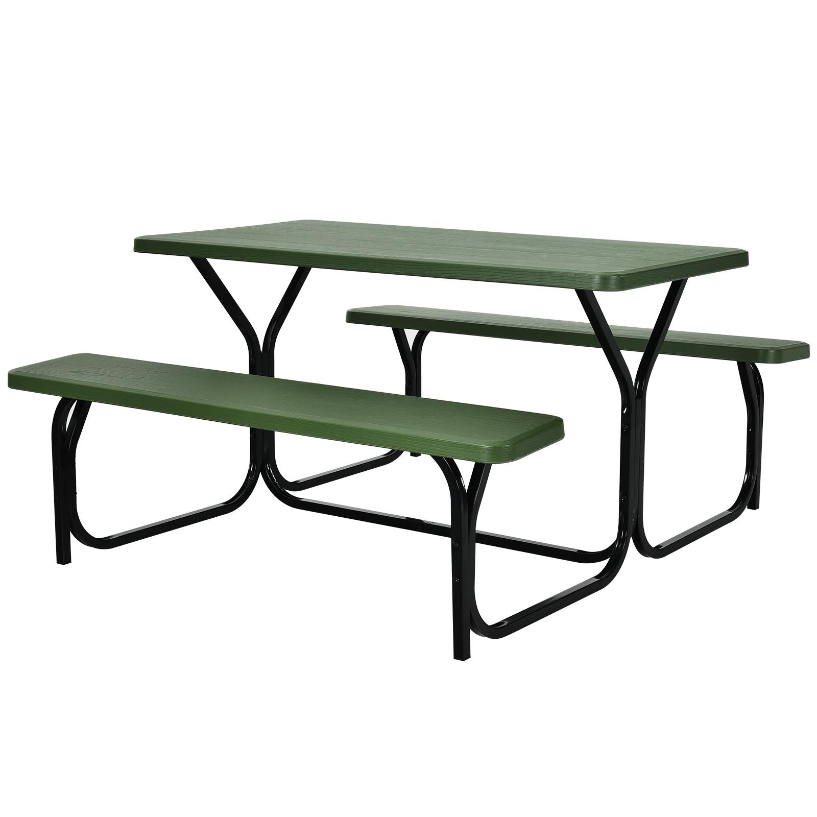Spaco Picnic Table Bench Set for Outdoor Camping -Green, Furniture Conversation Sets, Coffee Table for Garden, Poolside, Backyard