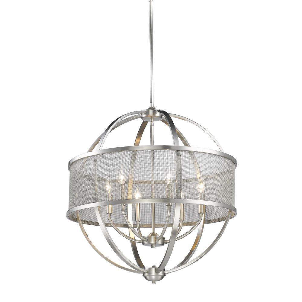 Golden Lighting Colson 6-Light Chandelier in Pewter with Pewter Shade