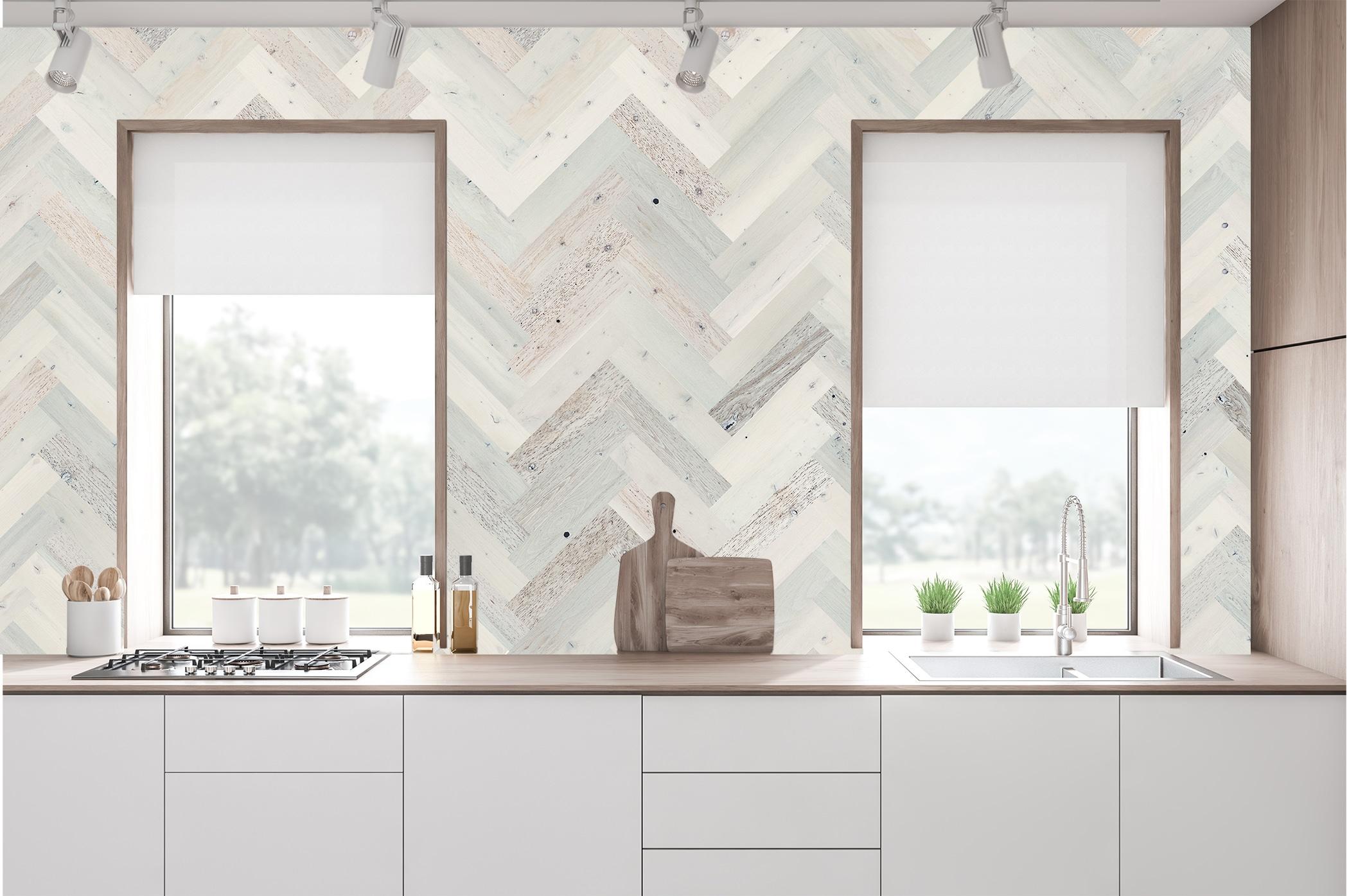 Timberchic River Reclaimed Wooden Wall planks - Simple Peel & Stick Wall Covering Application for DIY Accent Wall & Home Improvement - Premium Wall Paneling - Herringbone Pattern
