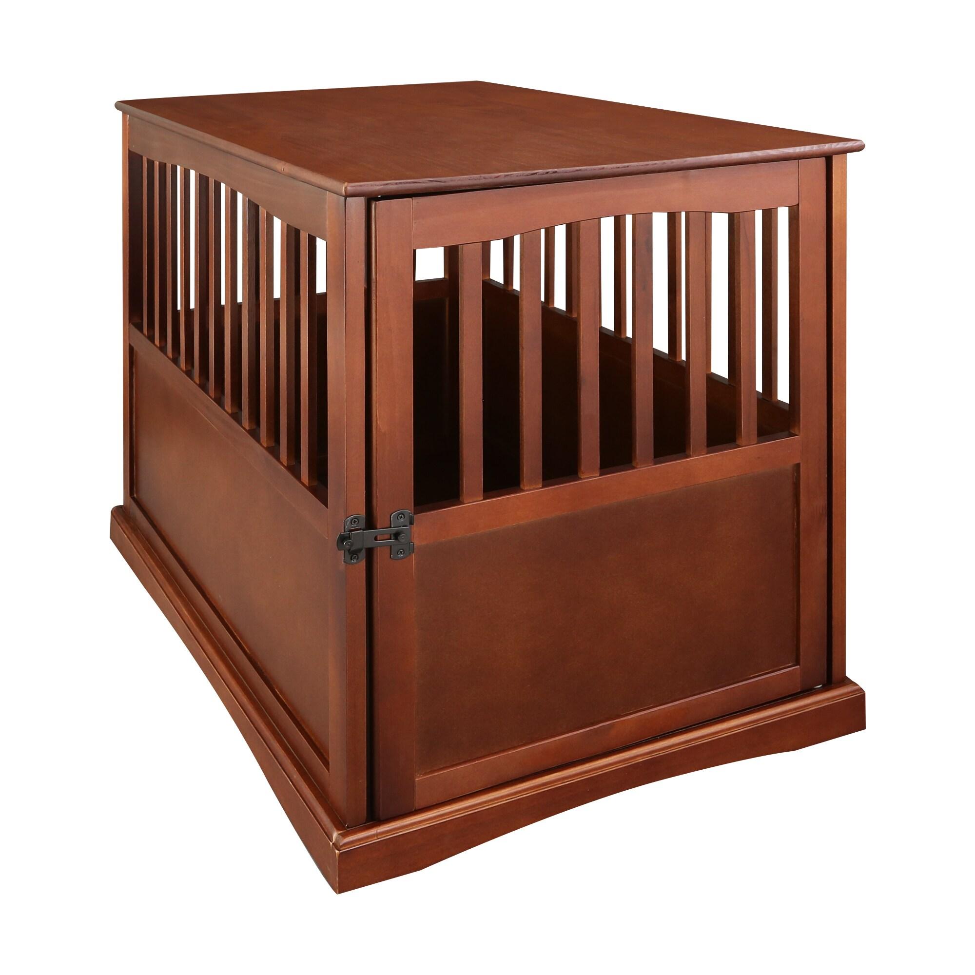 Walnut Solid Wood Pet Crate End Table