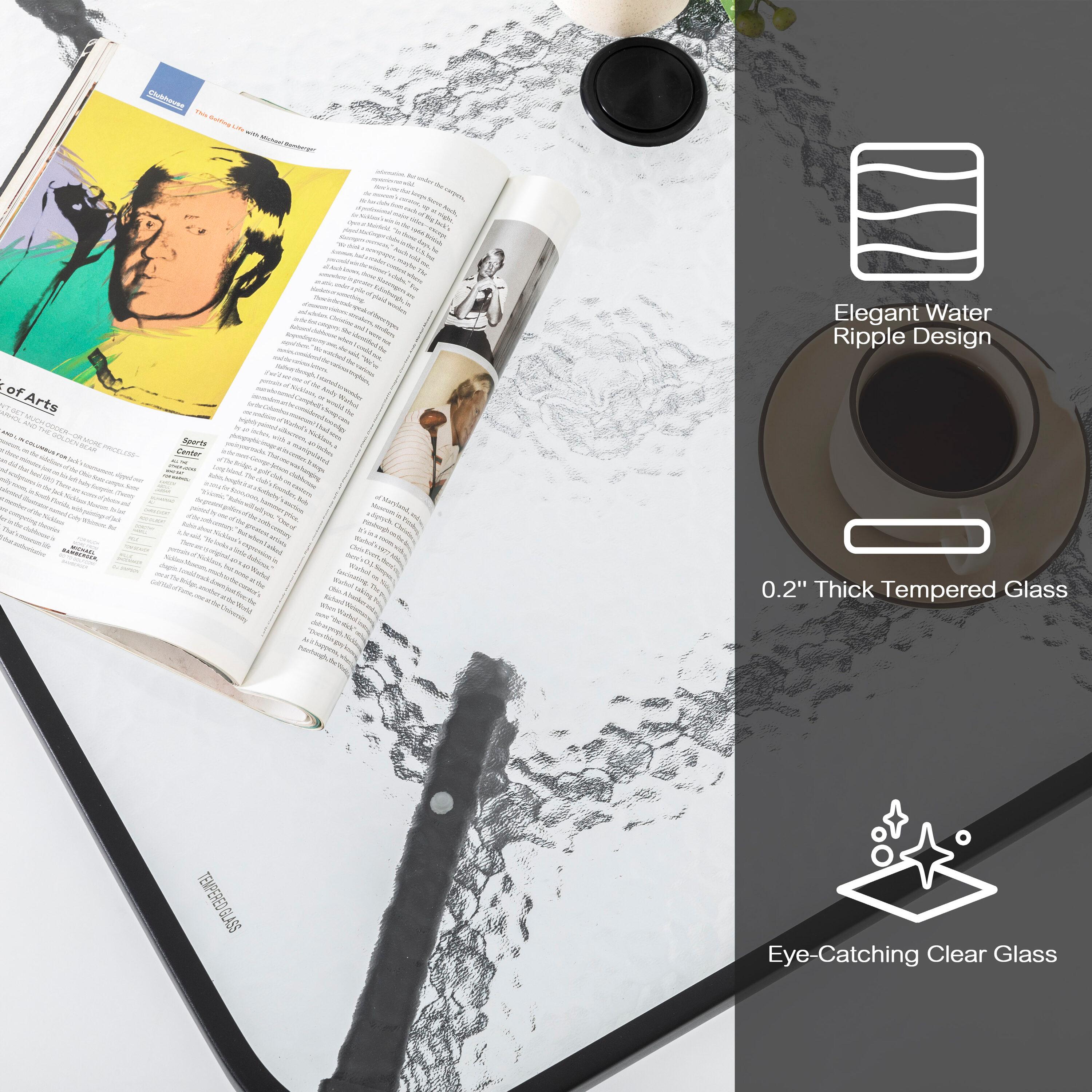 Square Outdoor Table, Patio Table with Umbrella Hole, Patio Dining Table with Tempered Glass, Outdoor Dining Tables, Square Patio Table for Balcony, Backyard, Poolside, Sunroom, Patio Tables, Black