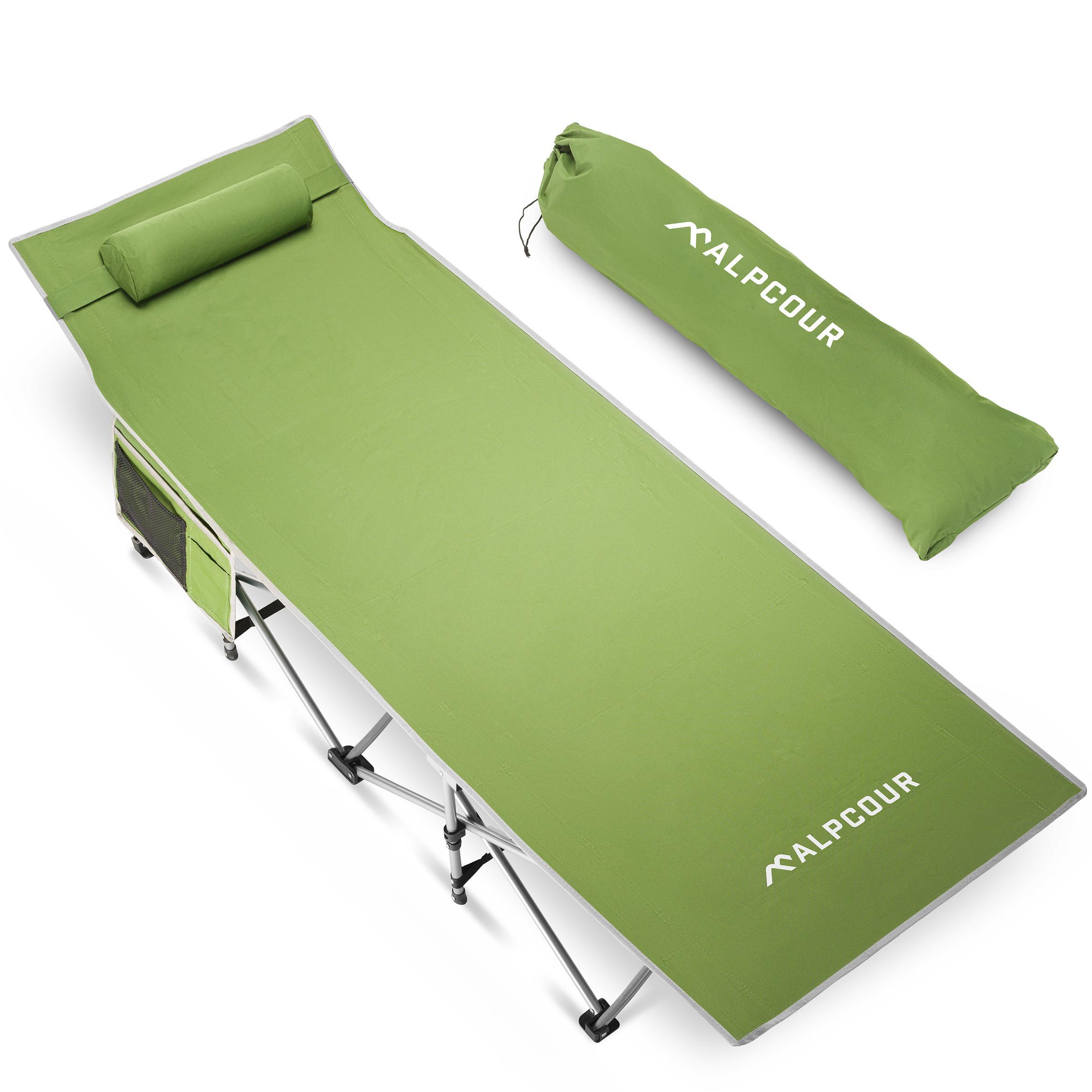 Alpcour Alpcour Folding Camping Cot - Compact Single Person Bed with Pillow for Indoor & Outdoor Use