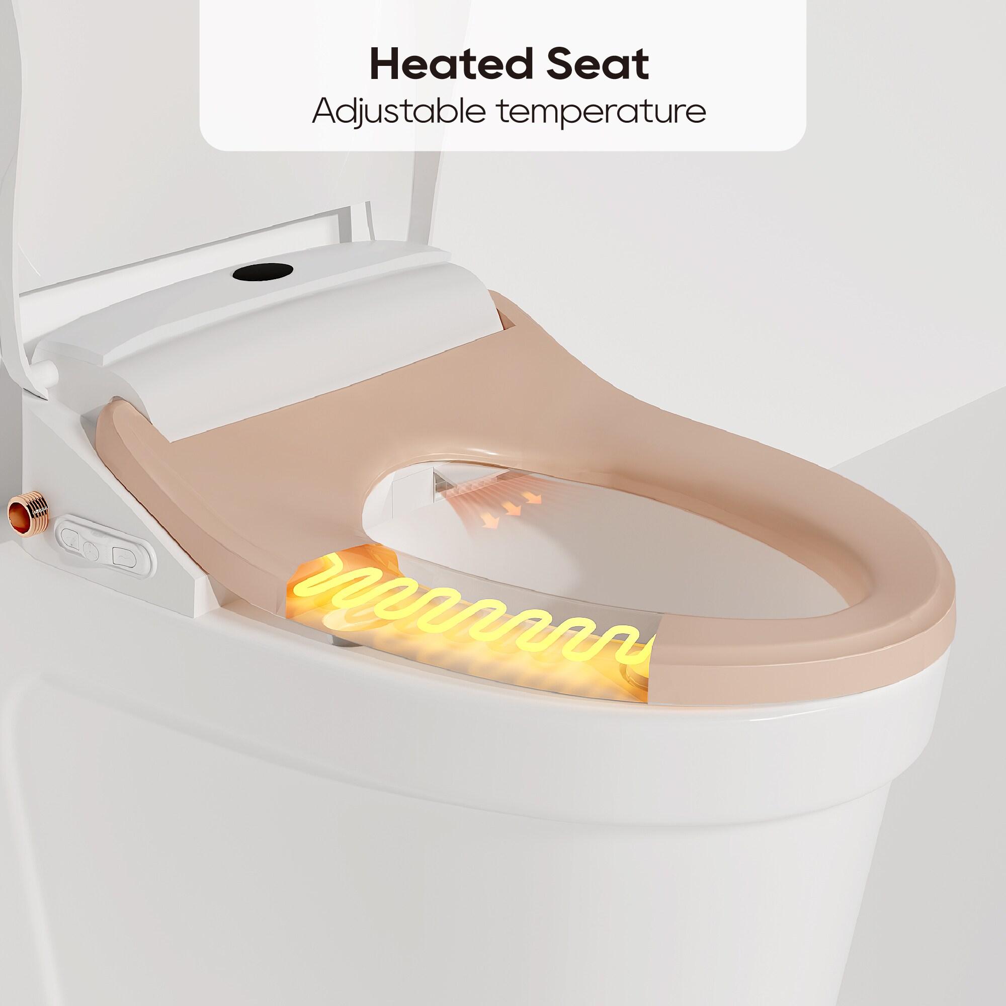 Plastic White Elongated Soft Close Heated Bidet Toilet Seat