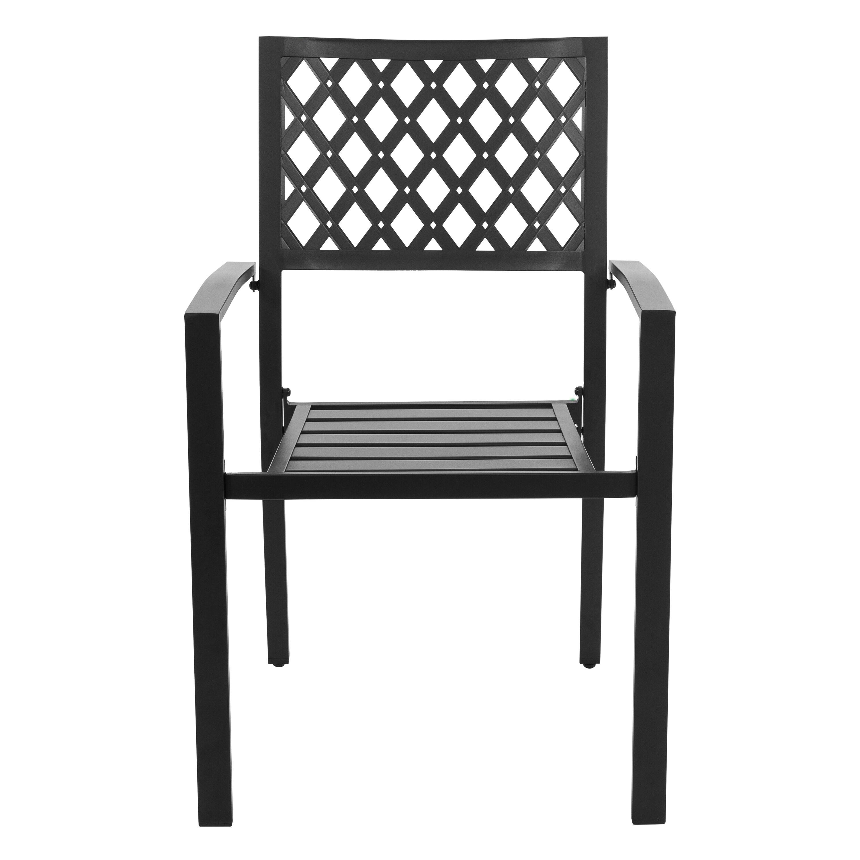 Nuu Garden Outdoor Dining Chair, Patio Dining Chair Set, Stackable Design, All-weather Iron Frame with Powder-coated Finish for Indoors and Outdoors, Patio, Deck, Garden, Yard, Black