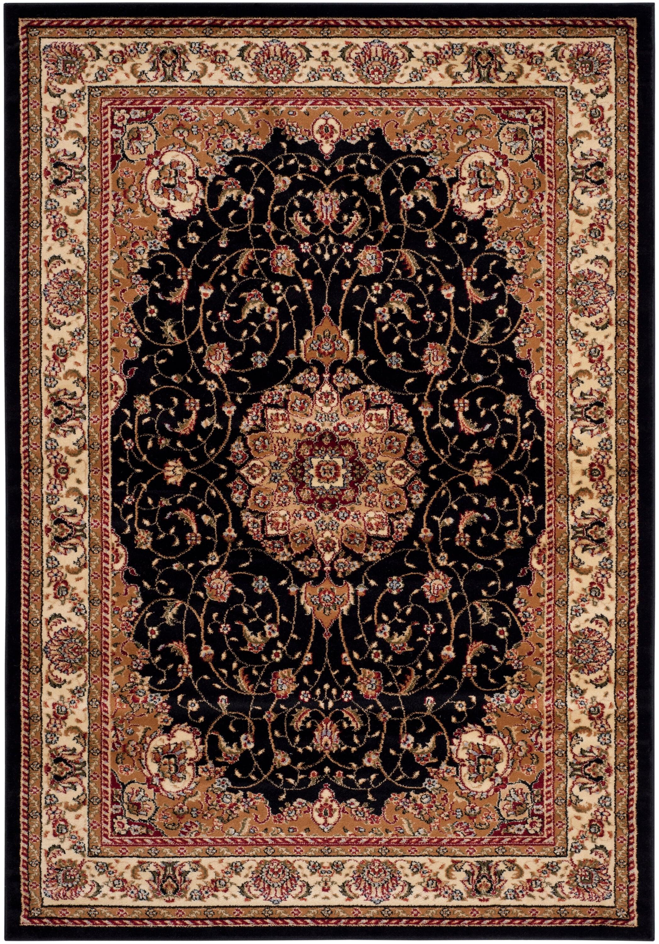 Lyndhurst LNH329 Power Loomed Area Rug - Black/Ivory - 4'x6' - Safavieh