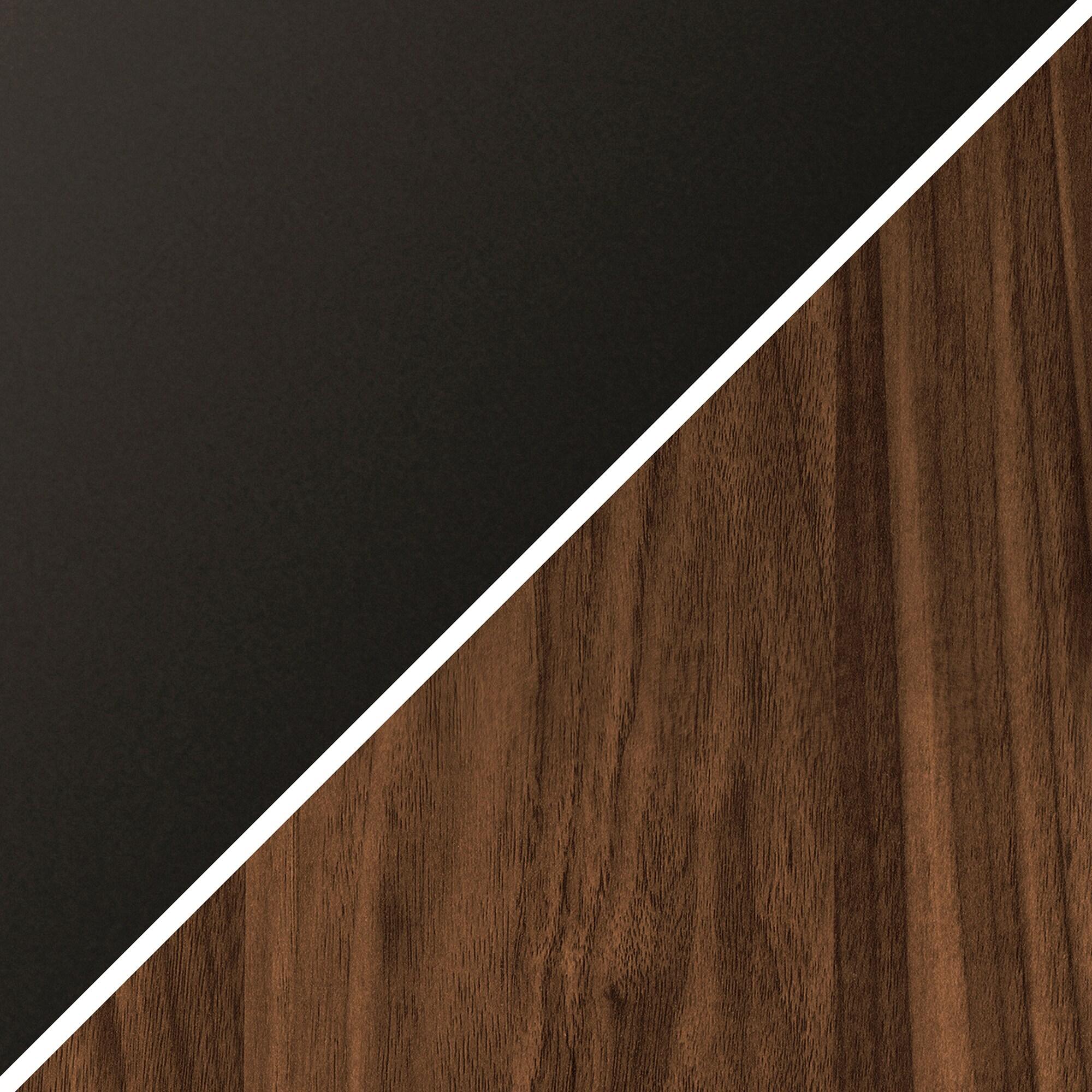 Evelyn&Zoe Whitman Transitional TV Stand For TVs up to 75", Black Grain with Satin Walnut