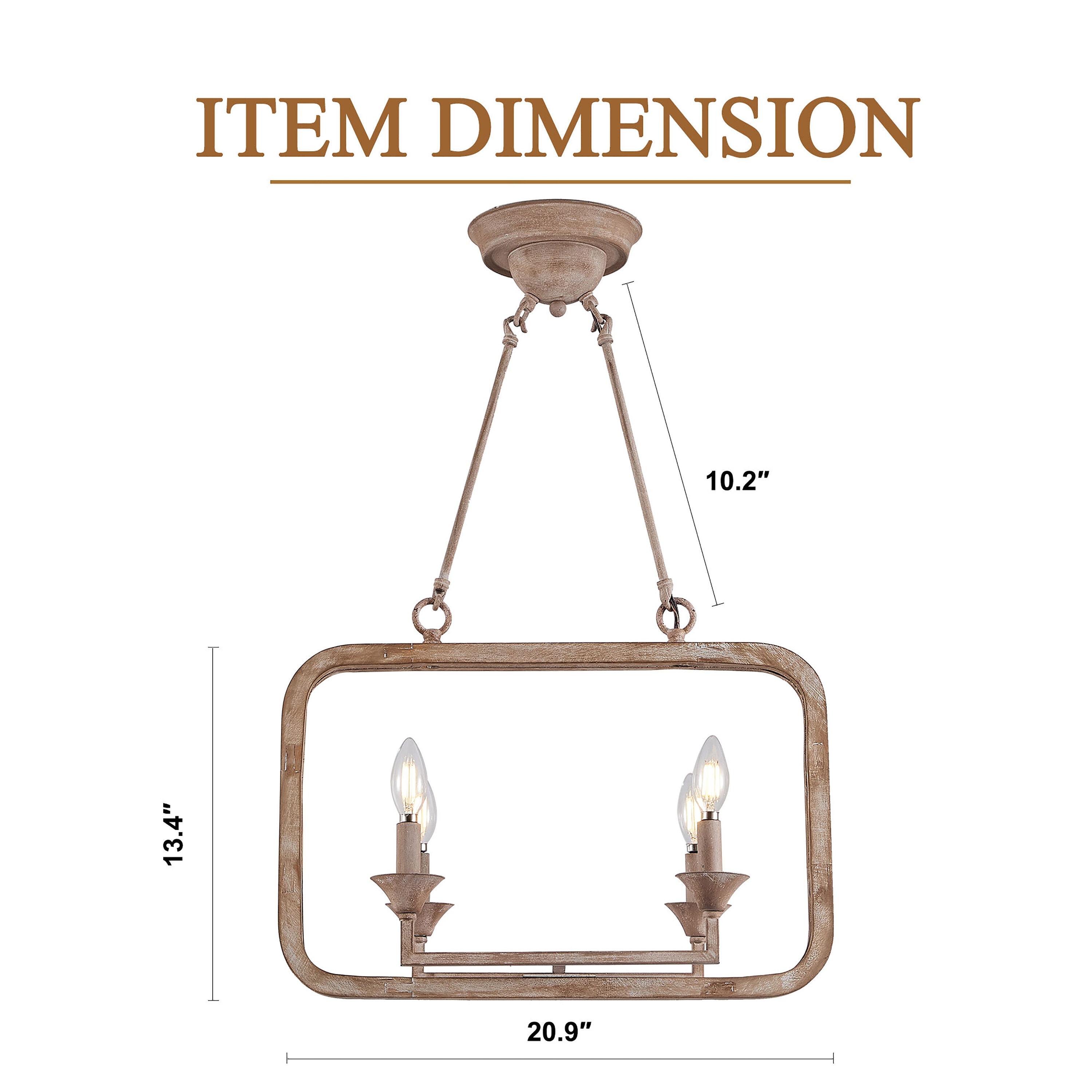 Cusp Barn Chandelier 4 -Light Brushed Brown Farmhouse Bare bulb For Use in Bedrooms, Dining Rooms, Foyers, Kitchens, Living Rooms Chandelier