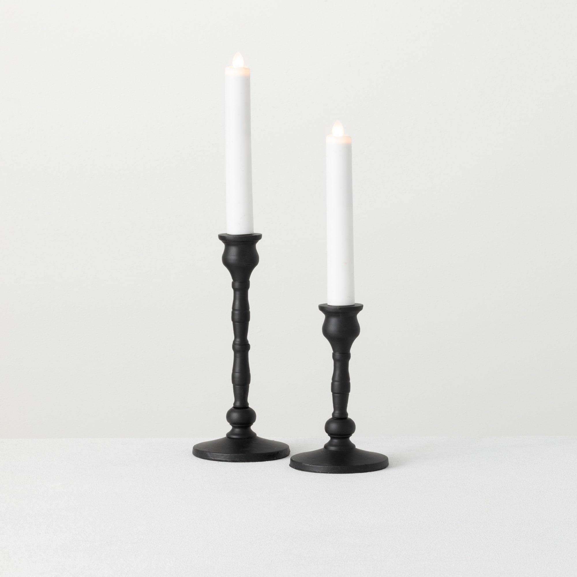 Sullivans Set Of 2 Iron Taper Candle Holders 12.5"H & 15.25"H Black
