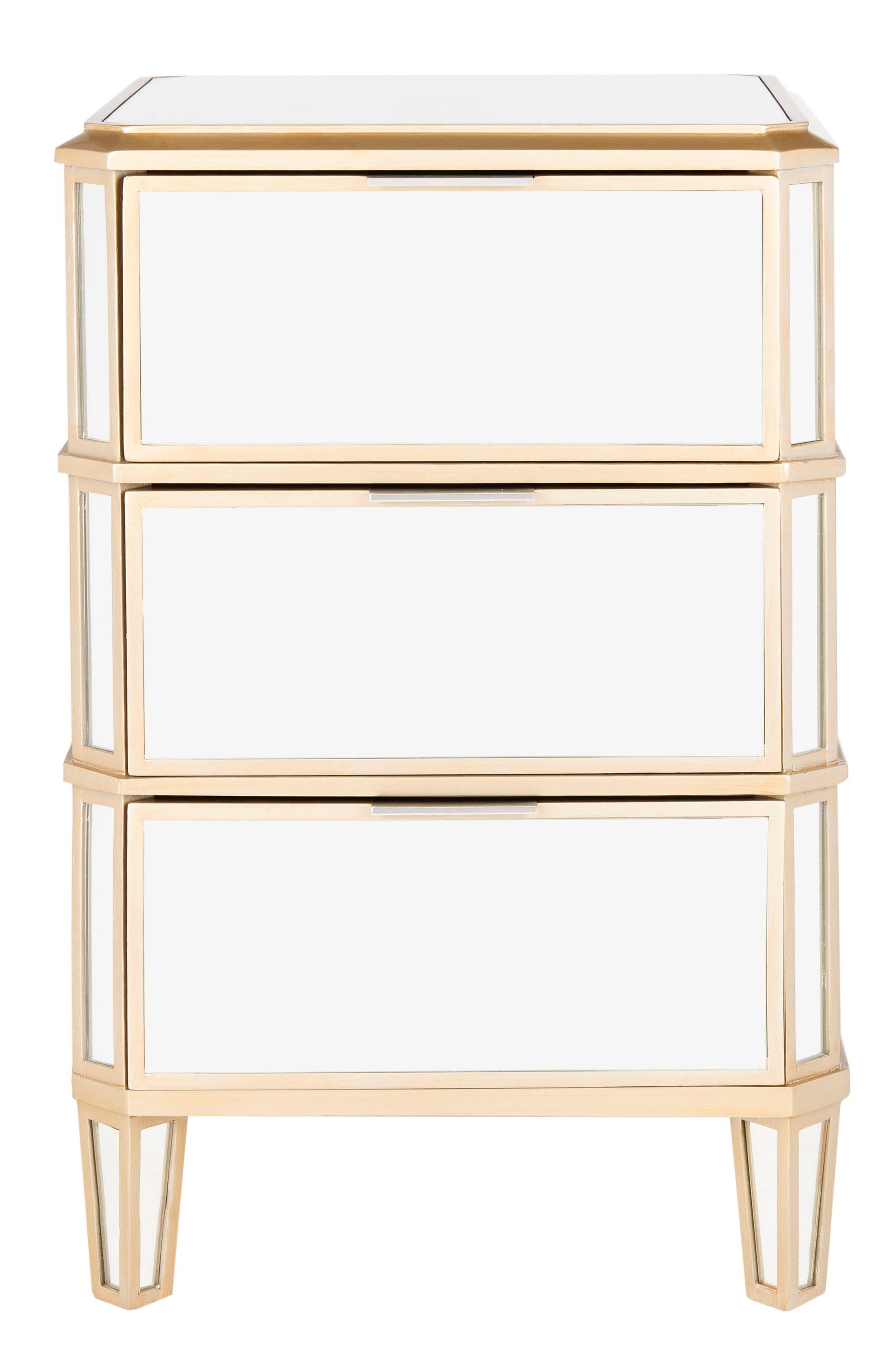 Giana 3 Drawer Mirrored Nightstand - Mirror - Safavieh.