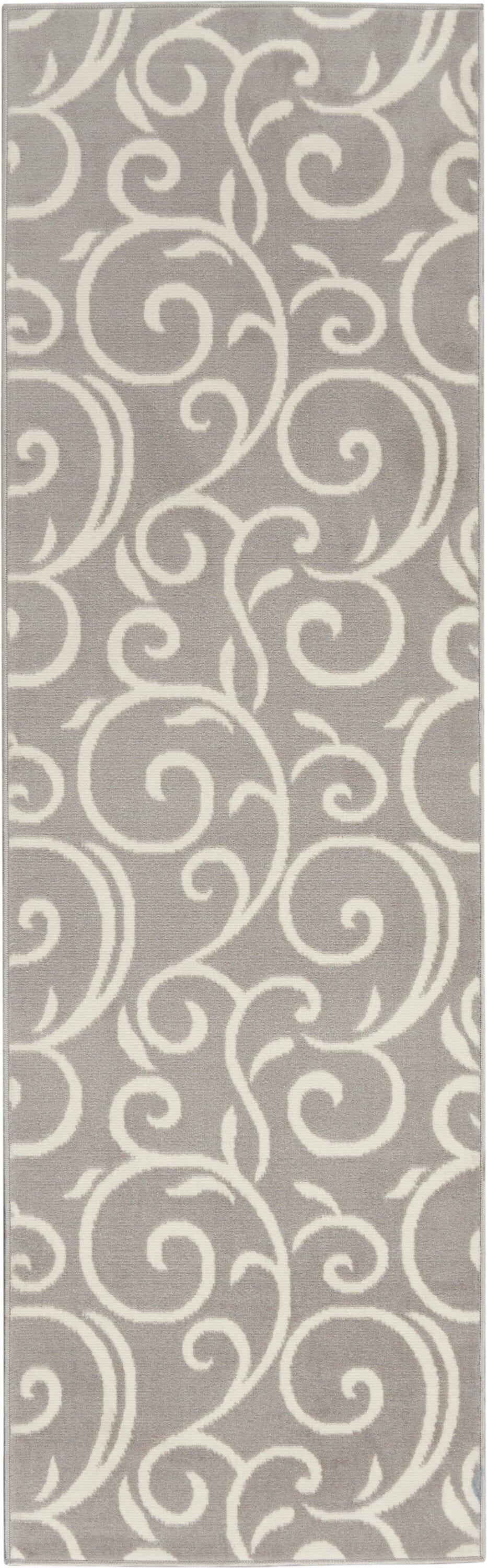 Nourison Grafix 2'3" x 7'6" (8' Runner) Grey Area Rug Bohemian Contemporary Botanical by Nourison