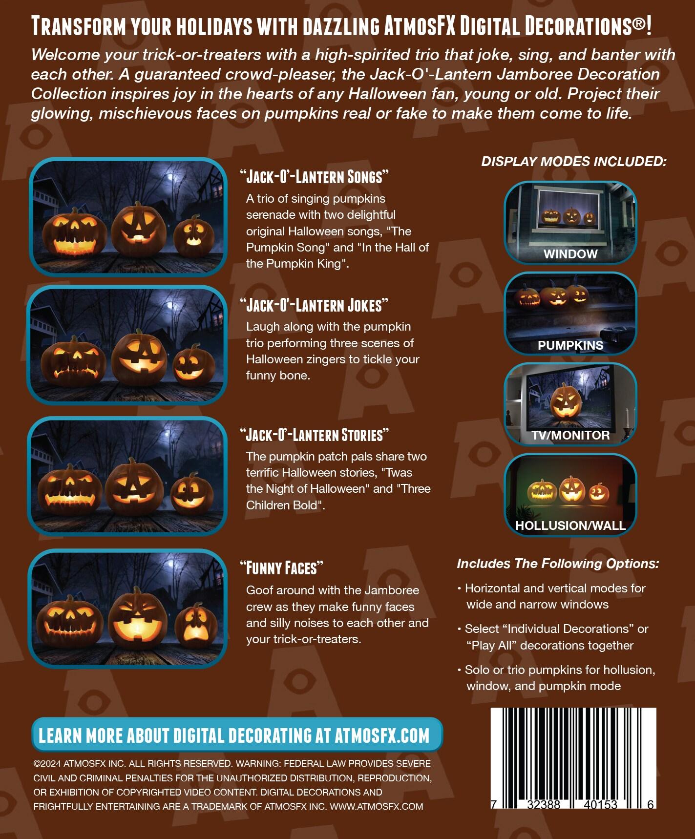 HoliScapes® USB Projector Kit - AtmosFX Jack-O-Lantern Jamboree USB + Projector + 48" x 72" Large White Holographic Screen