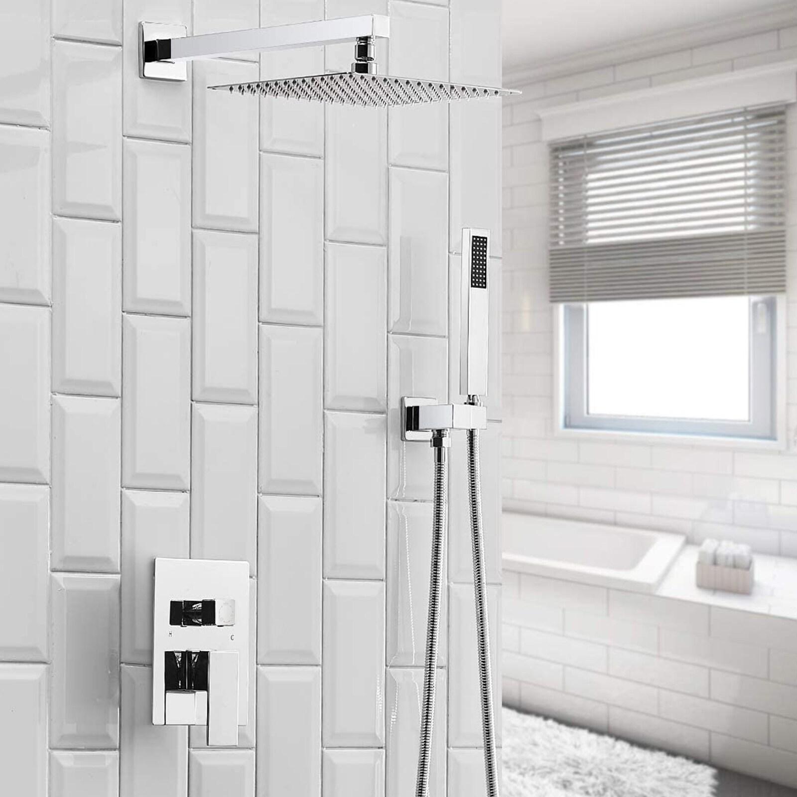 3-Spray Patterns With 2.5 GPM 10 in. Showerhead Wall Mounted Dual Shower Heads With Valve