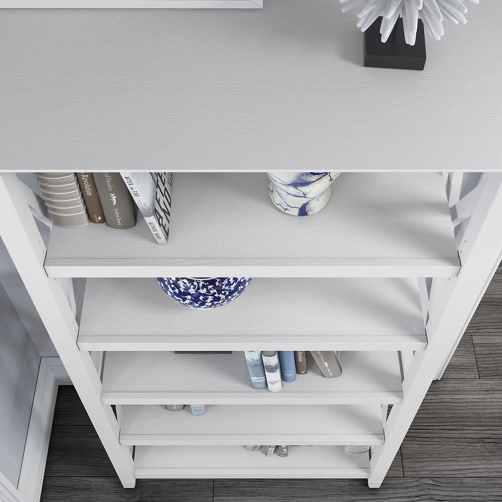 65.98" 5 Shelf Key West Bookshelf Pure White Oak - Bush Furniture: Wall Attachment, MDF Laminate