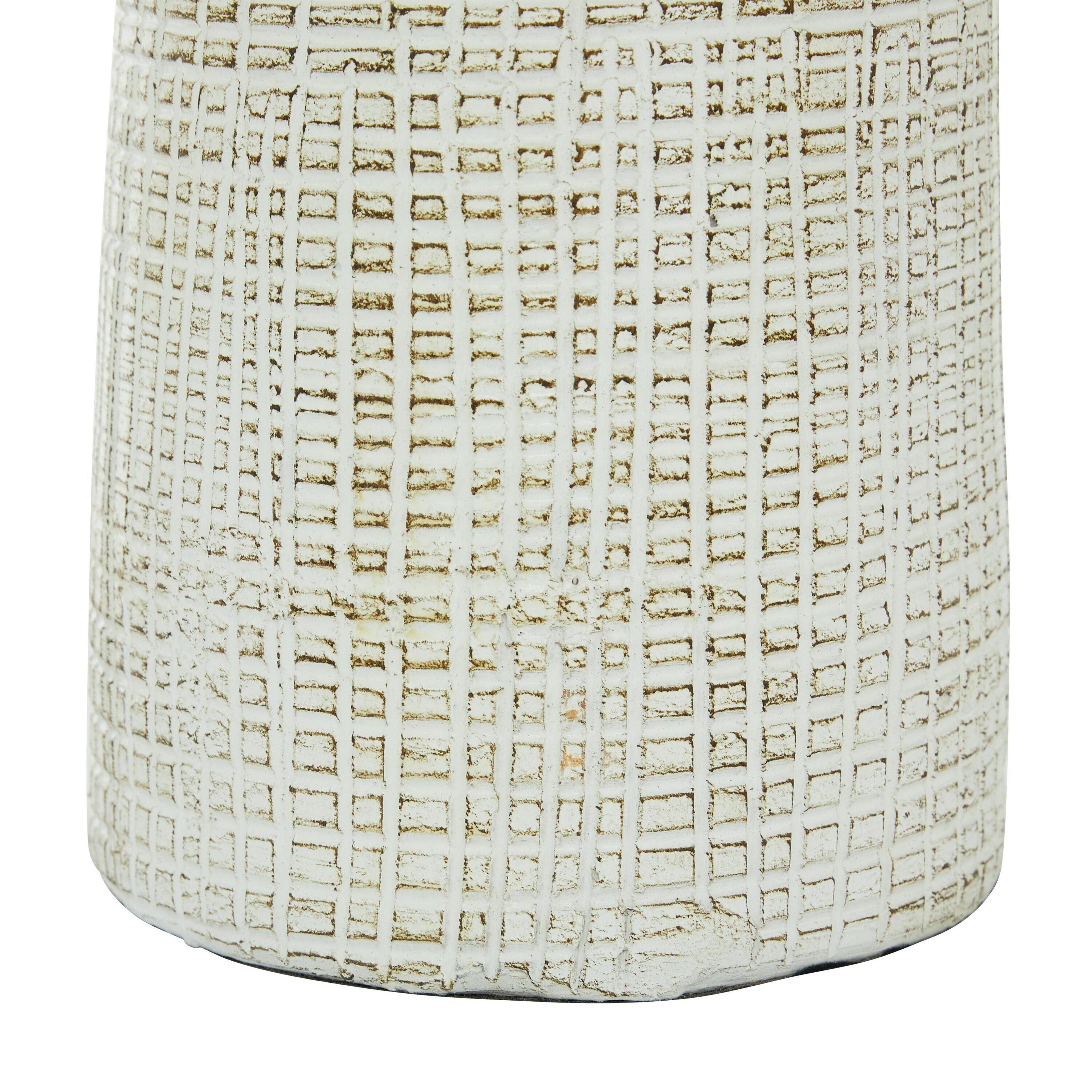 17" x 7.5" Terracotta Vase White - Olivia & May: Coastal Style, Indoor Ceramic, Round Amphora