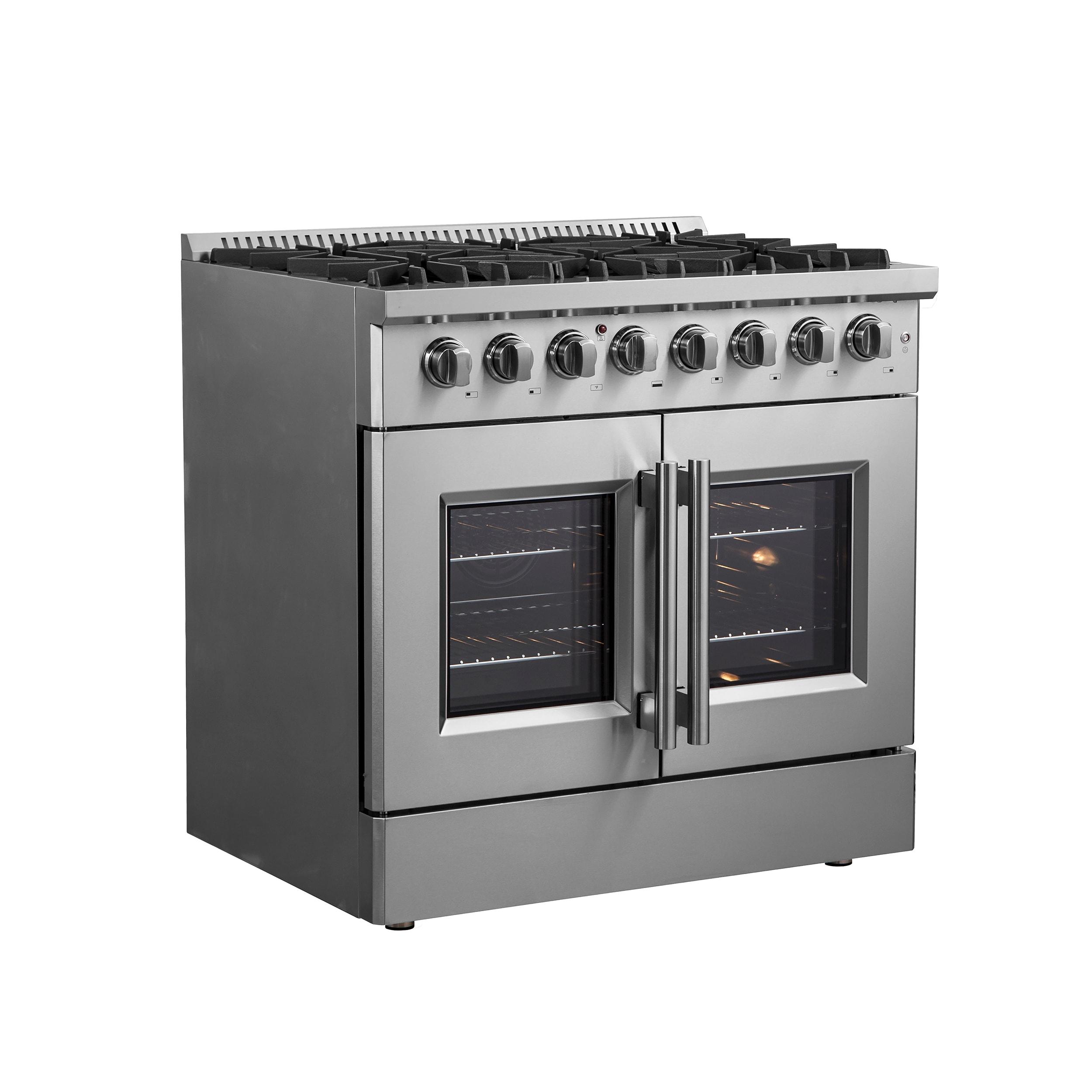 Galiano 36-inch French Door Dual Fuel Range All Stainless Steel with 6 Sealed Burners, 5.36 cu.ft.