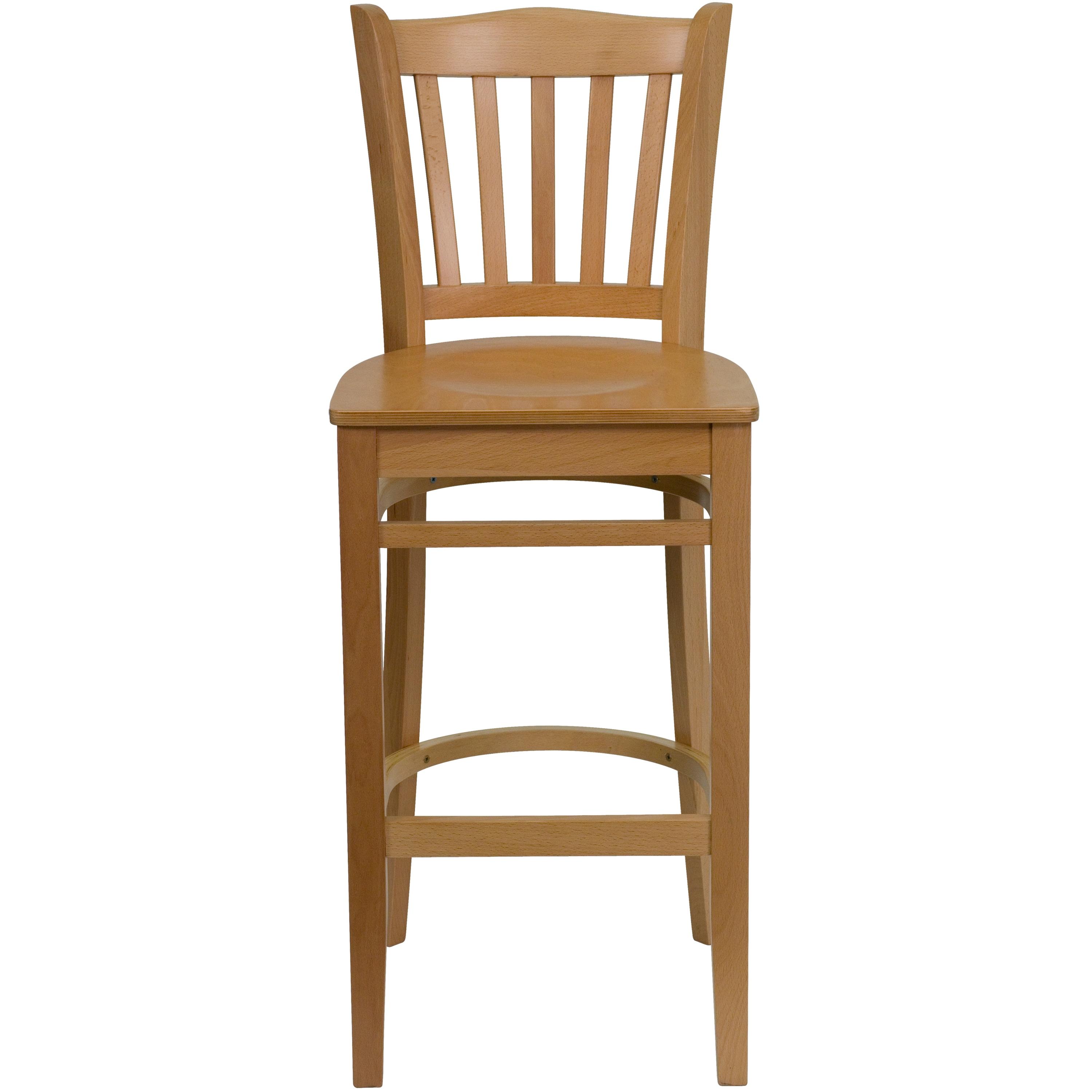 Flash Furniture HERCULES Series Vertical Slat Back Natural Wood Restaurant Barstool