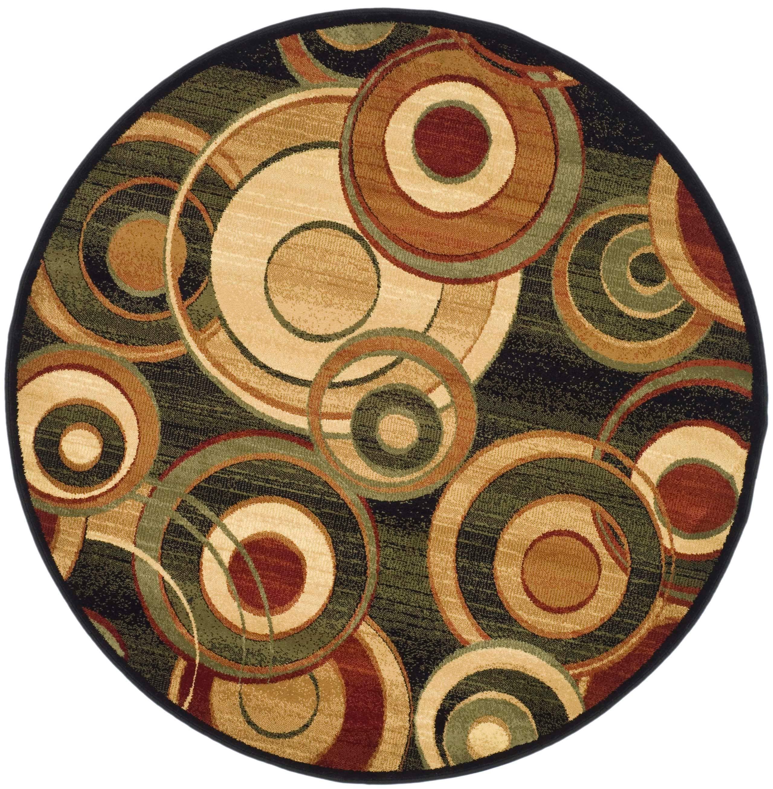 Lyndhurst LNH225 Power Loomed Area Rug - Black/Multi - 7' Round - Safavieh
