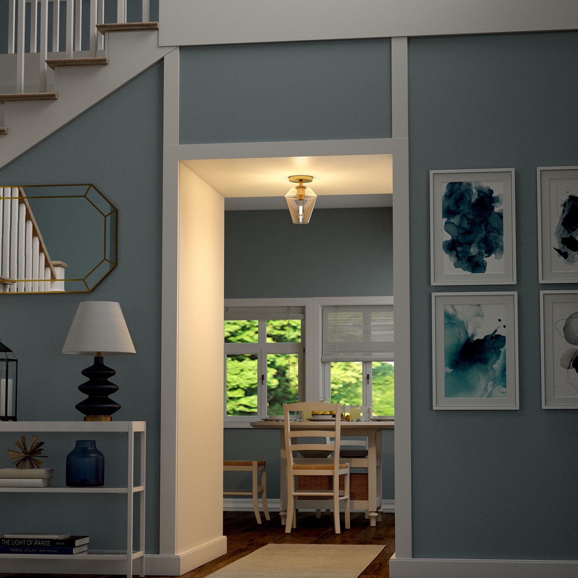Evelyn&Zoe 7" Gold Semi Flush Mount