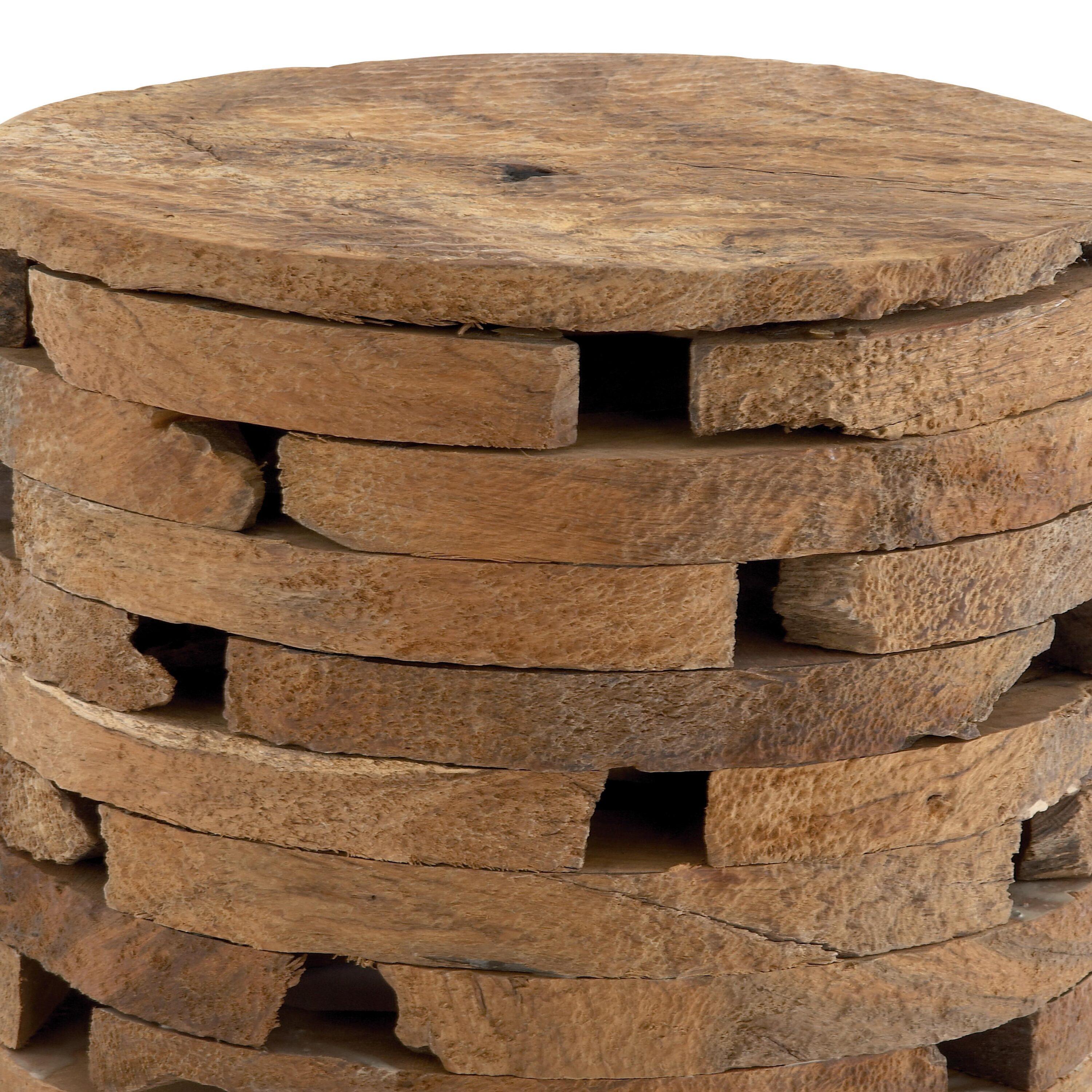 Olivia & May 18" x 14" Contemporary Teak Wood Accent Table Brown: Handcrafted, No Assembly, Indoor Use, Unique Design