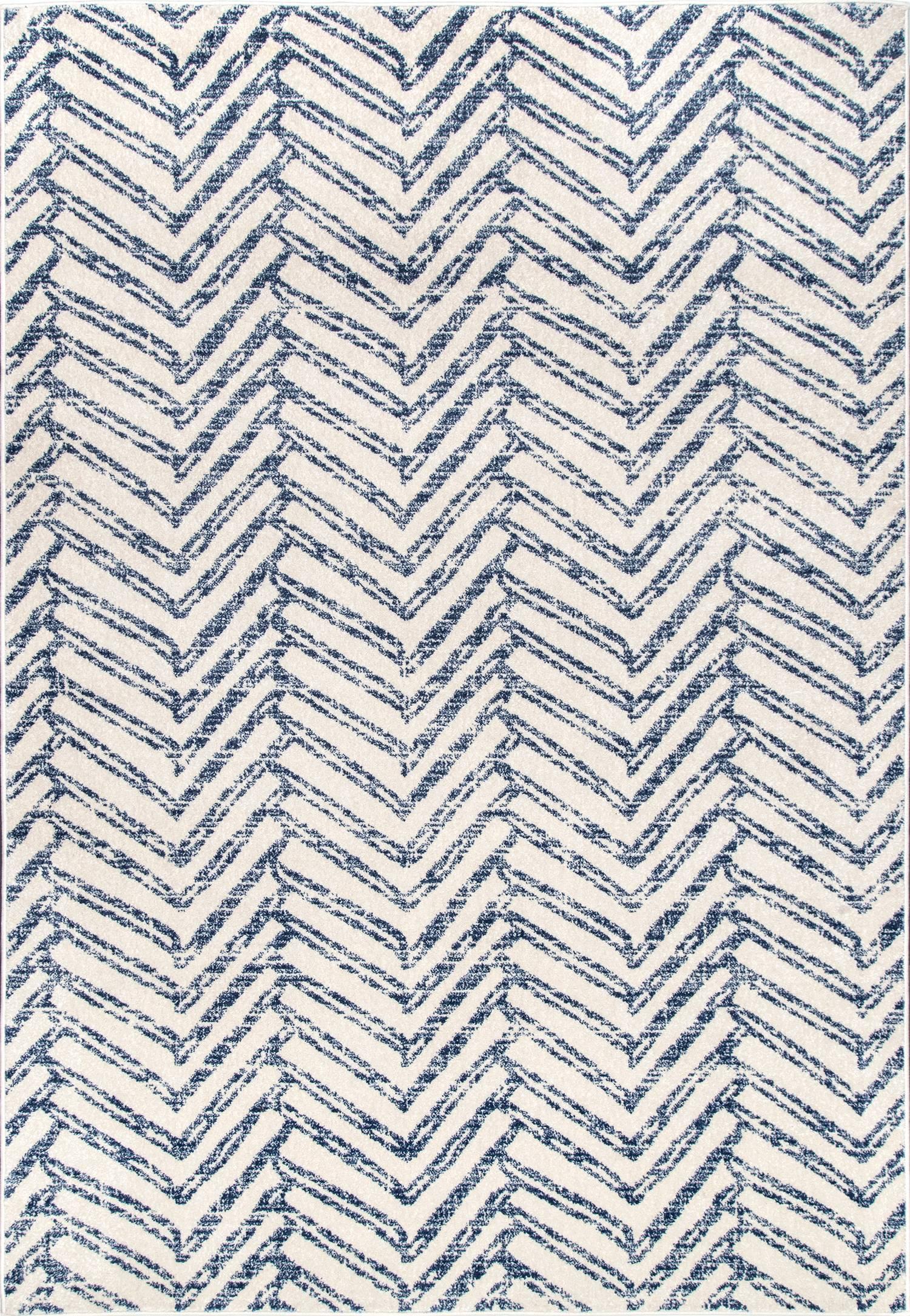 Nuloom Rosanne Chevron 2x8 Runner Indoor Area Rug for Living Room Bedroom Dining Room Entryway Hallway Kitchen, Blue/Ivory