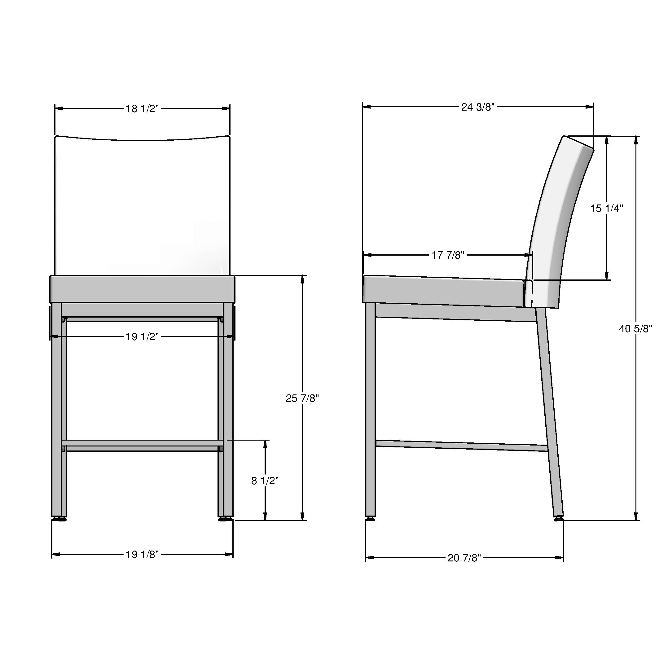 Amisco Perry Plus 26 In. Counter Stool - Cream Faux Leather / Metallic Grey Metal