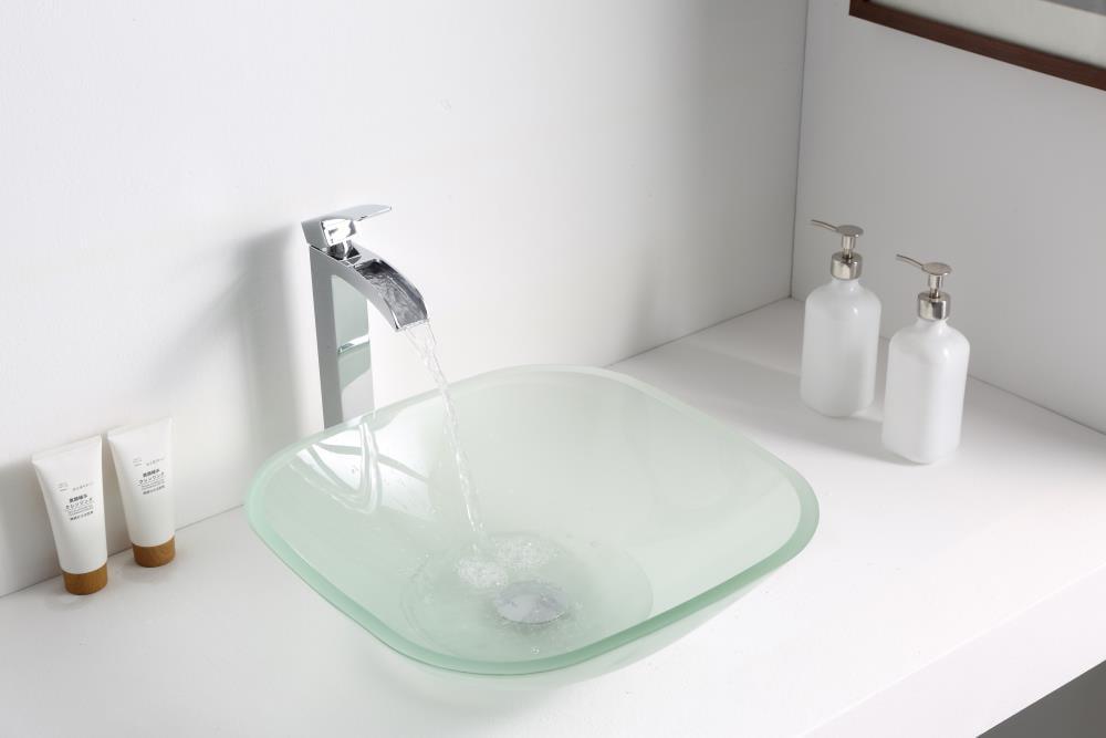 ANZZI LS-AZ8125 ANZZI Victor 16.5'' Matte Clear Tempered Glass Square Bathroom Sink