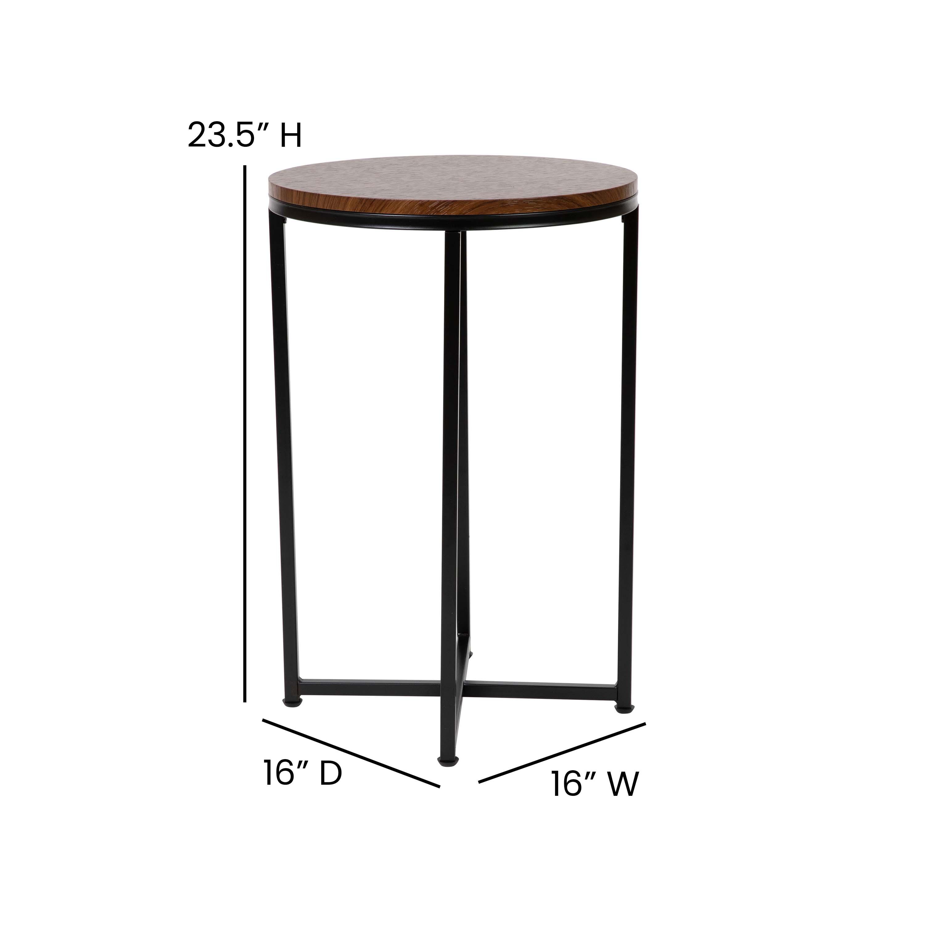 Flash Furniture Hampstead Collection End Table - Modern Walnut Finish Accent Table with Crisscross Matte Black Frame