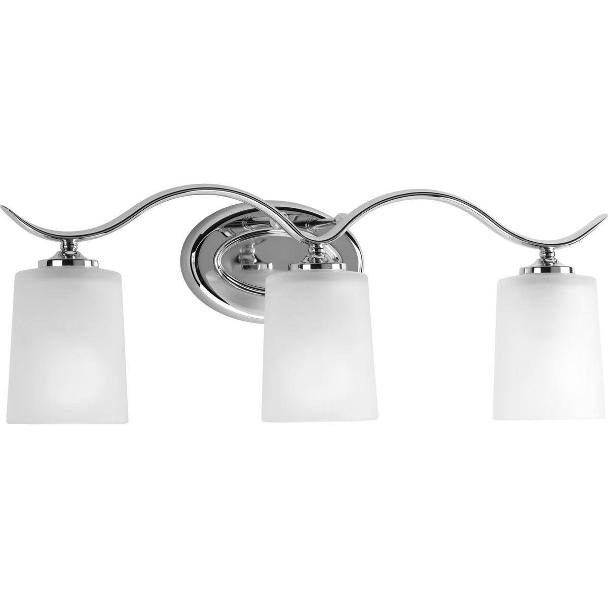 Progress Lighting Inspire 3-Light Wall Sconce, Polished Chrome, Etched Glass Shade