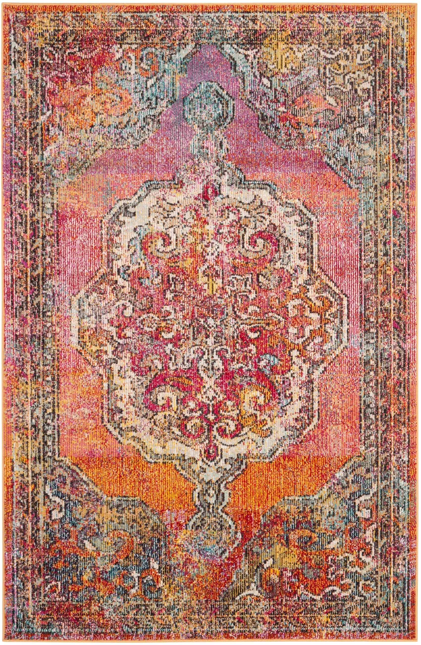 Crystal CRS502 Power Loomed Accent Rug - Orange/Light Blue - 3'x5' - Safavieh.