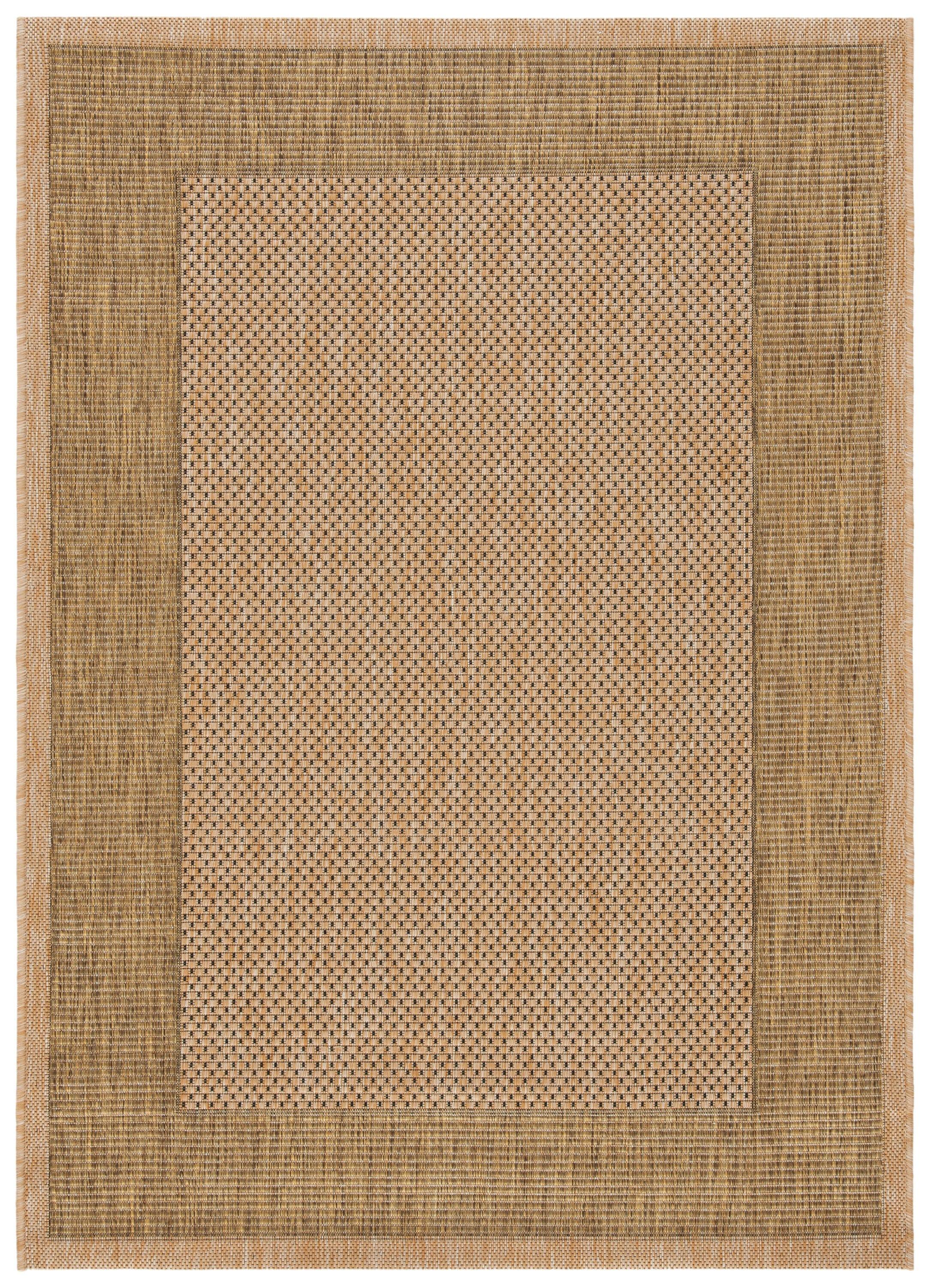 SAFAVIEH Courtyard Justine Bordered Indoor/Outdoor Area Rug, Natural/Gold, 2'7" x 5'