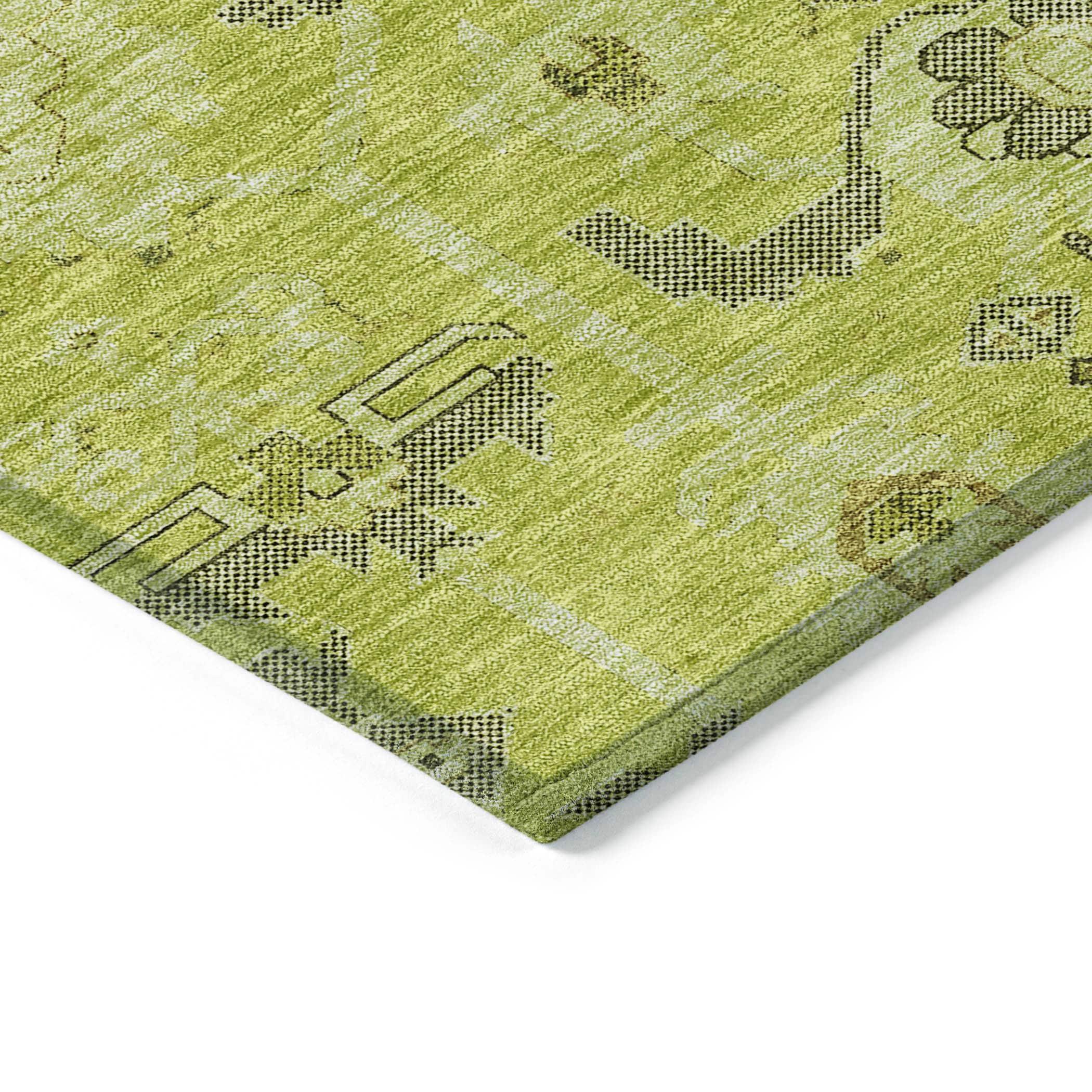 Aloe Green and Gray Geometric 10' x 14' Indoor/Outdoor Area Rug