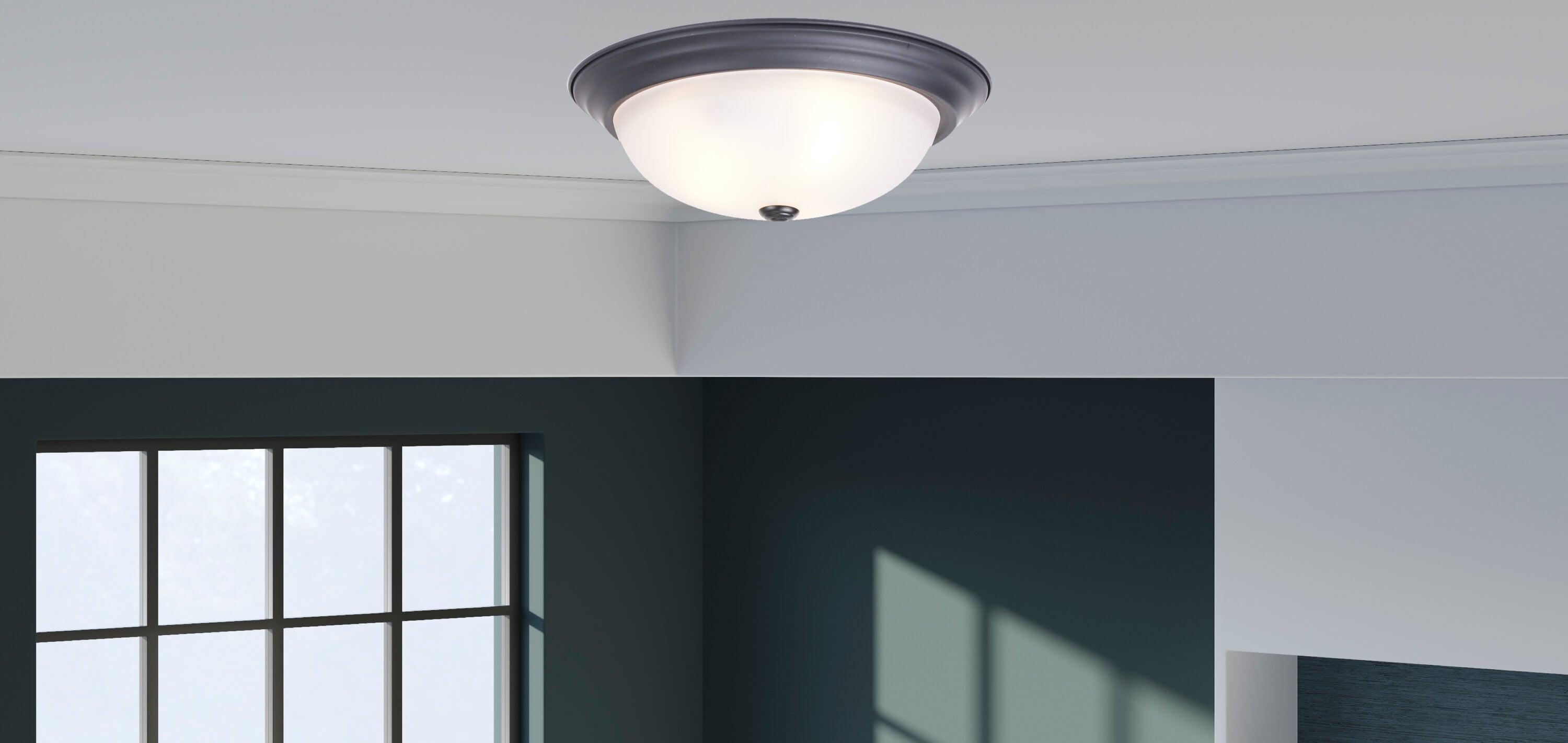 1257M-ORB-W-Designers Fountain-13 Inch 2 Light Flush Mount-Oil Rubbed Bronze Finish-Etched Glass Color
