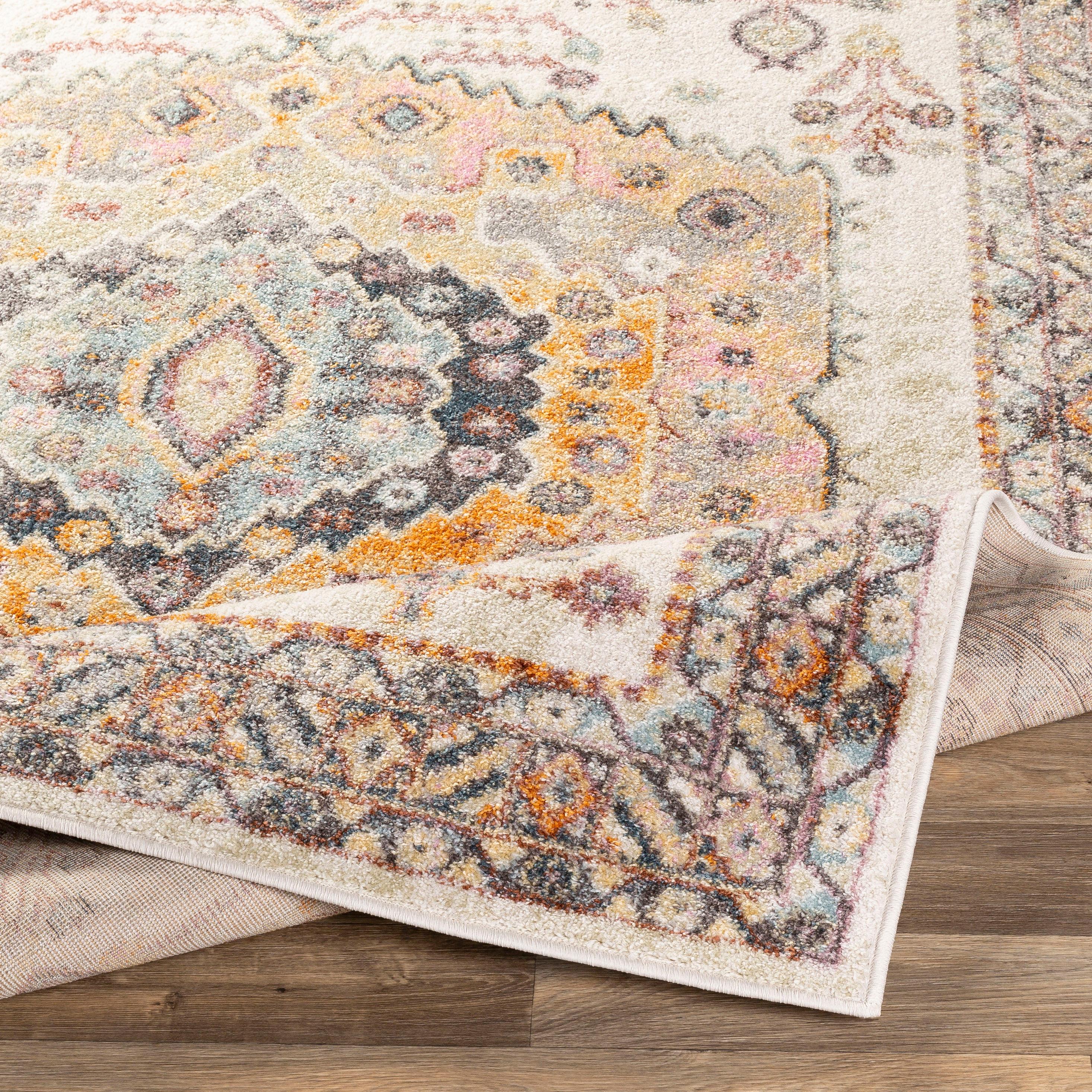 Gray Spot Medium Pile Synthetic Area Rug, 5'3" x 7'3"