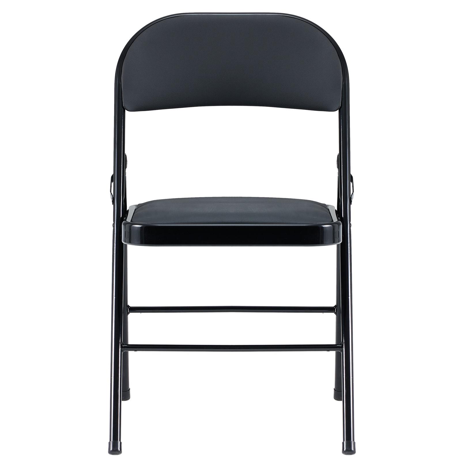 Ktaxon 6 Pack Folding Chairs Wedding Party Chair Foldable Dining Chairs with Metal Frame and Soft Cushion Black