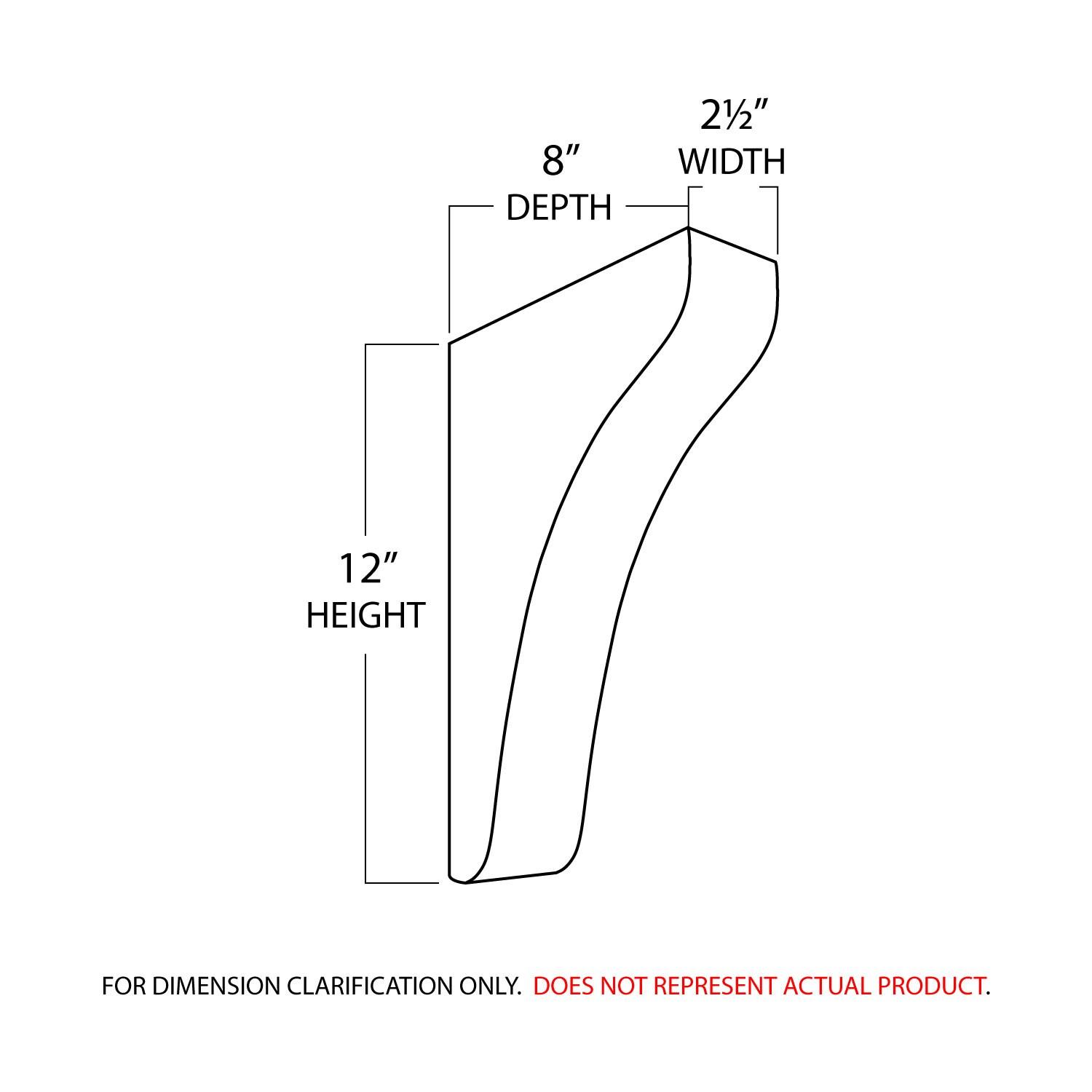 Architectural Products by Outwater L.L.C. 12 in x 2-1/2 in x 8 in Unfinished Medium Solid Traditional Plain Wood Bracket Corbel