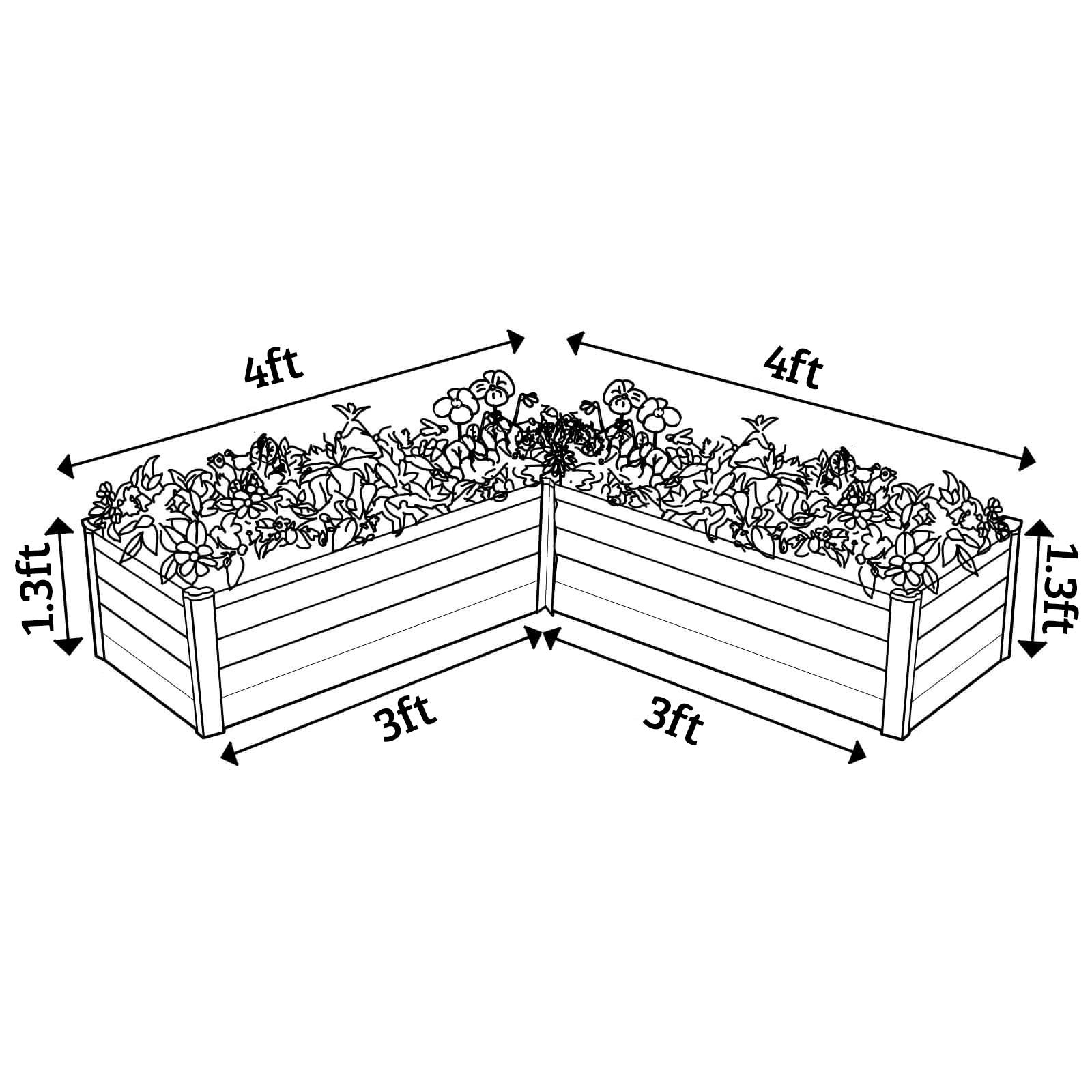 The Organic Garden Co Hakea 4.9' x 4.9' x1.3' Metal L Garden Bed