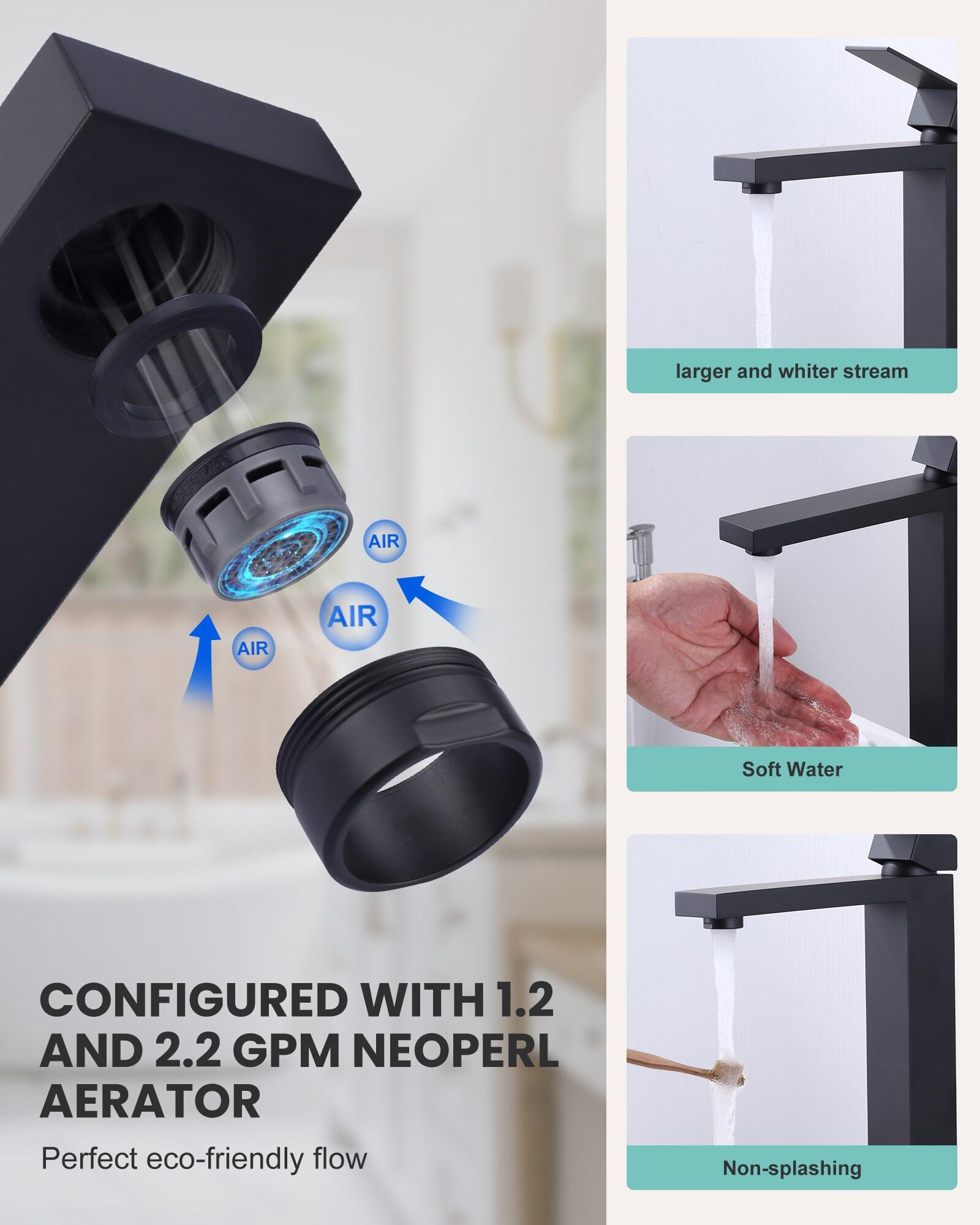 High Arc Single Handle Single Hole Bathroom Faucet With Drain Kit