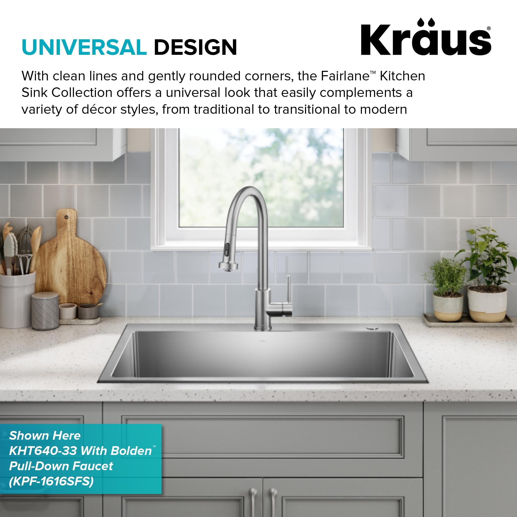 KRAUS Fairlane Undermount 18-Gauge Stainless Steel Kitchen Sink