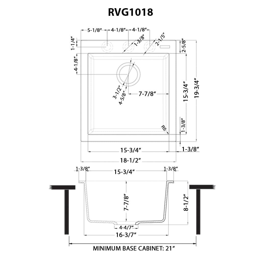 Ruvati 18 x 20 inch epiGranite Topmount Granite Composite Wet Bar Prep Sink