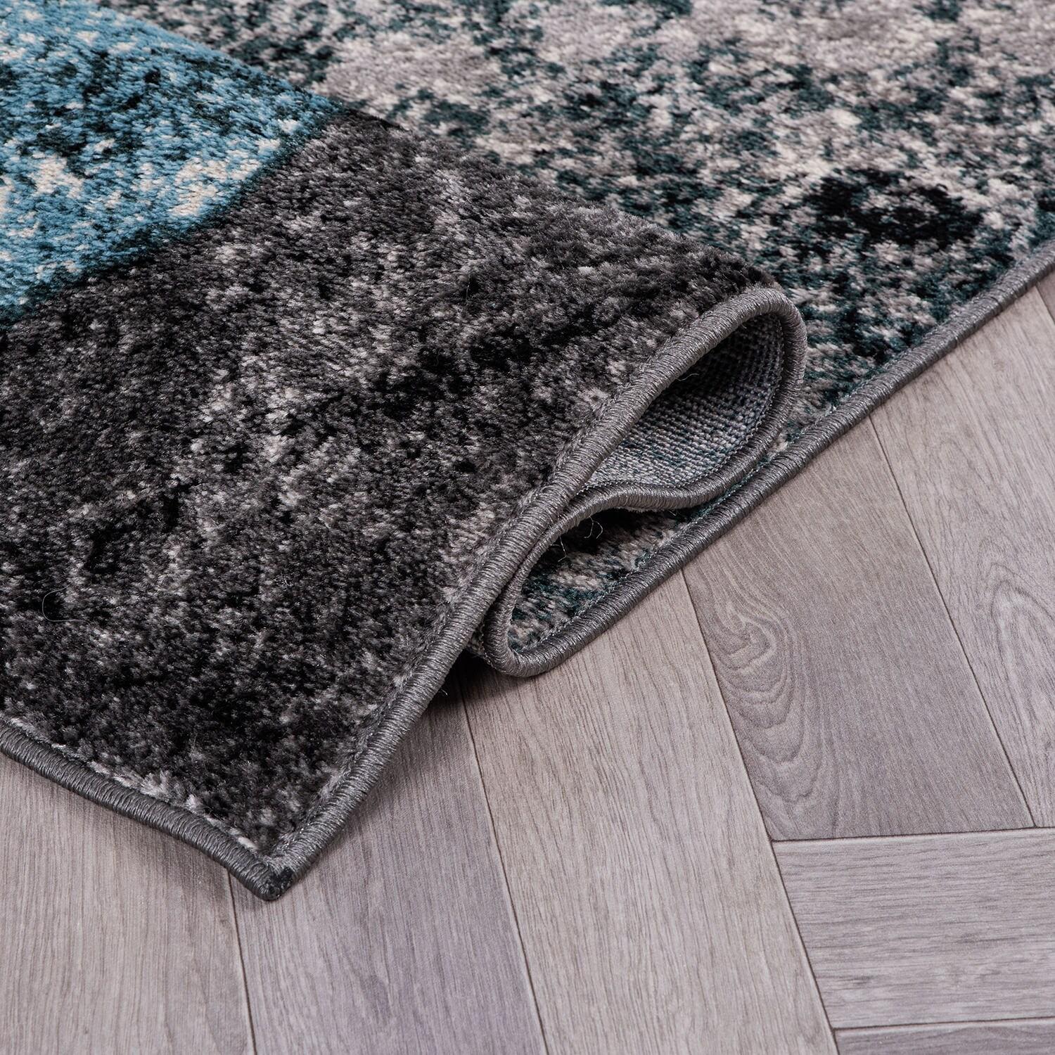 World Rug Gallery Contemporary Floral Design Area Rug - Blue 5'x7'