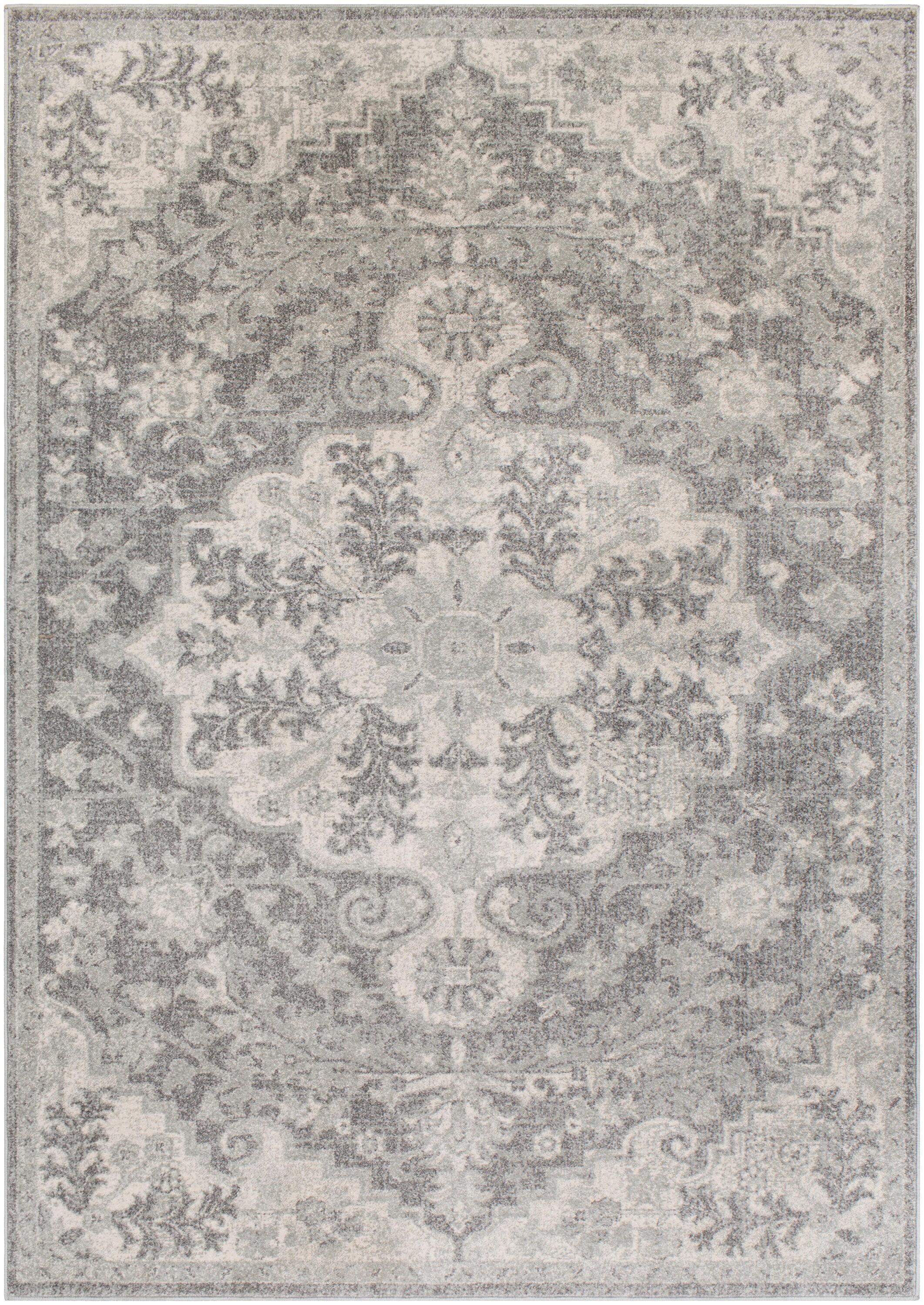 Livabliss Harput Vintage Medallion Area Rug,2' x 2'11",Dark Grey