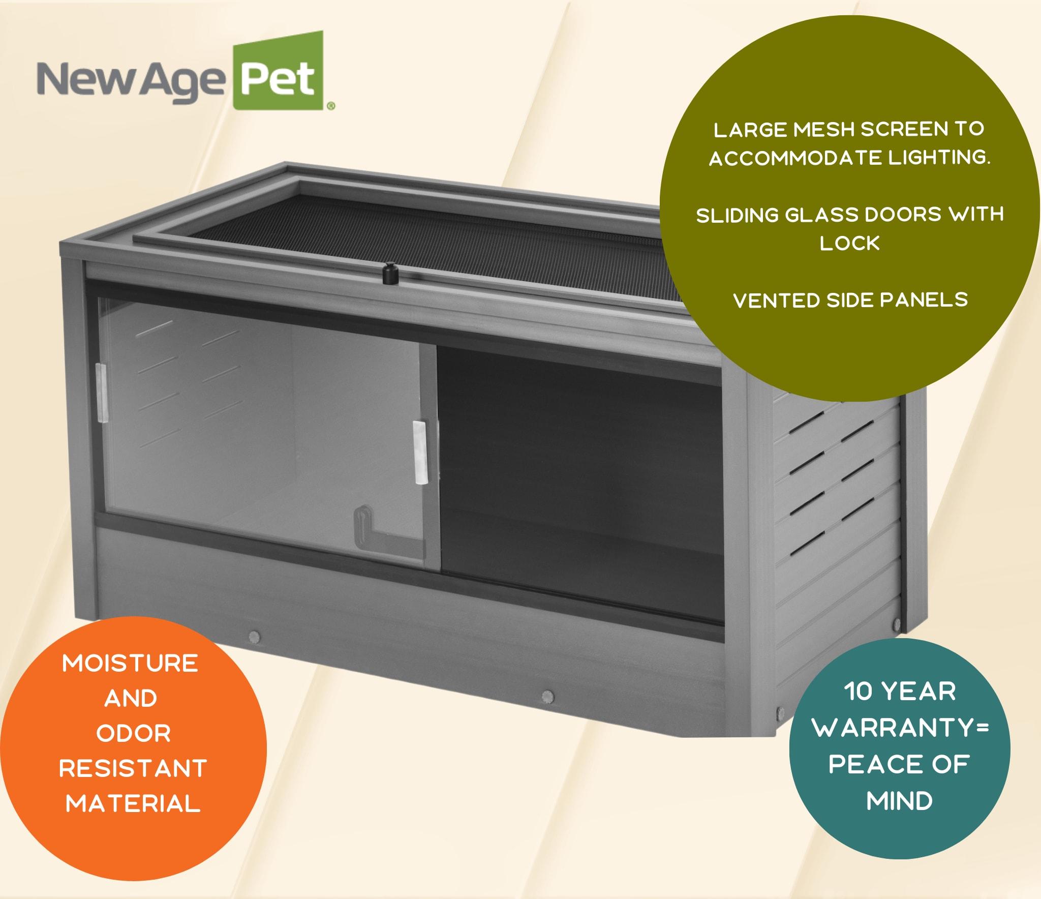 New Age Pet® ECOFLEX® 36 in. Mojave Reptile Terrarium Lounge - Durable Composite Habitat with Ventilated Side Panels, Removable Sliding Glass Doors and Mesh Screen Top for UV/Heat Lamp Setup