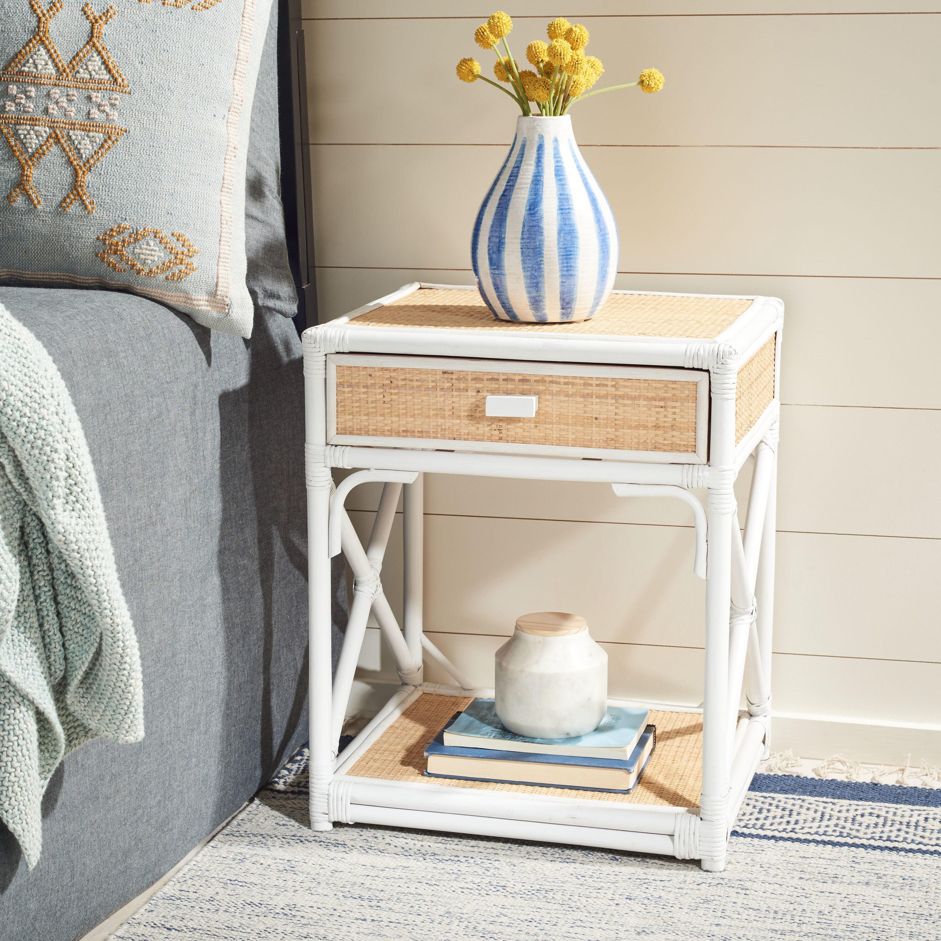 Safavieh Bali Coastal 1 Drawer 1 Shelf Nightstand, White/Natural