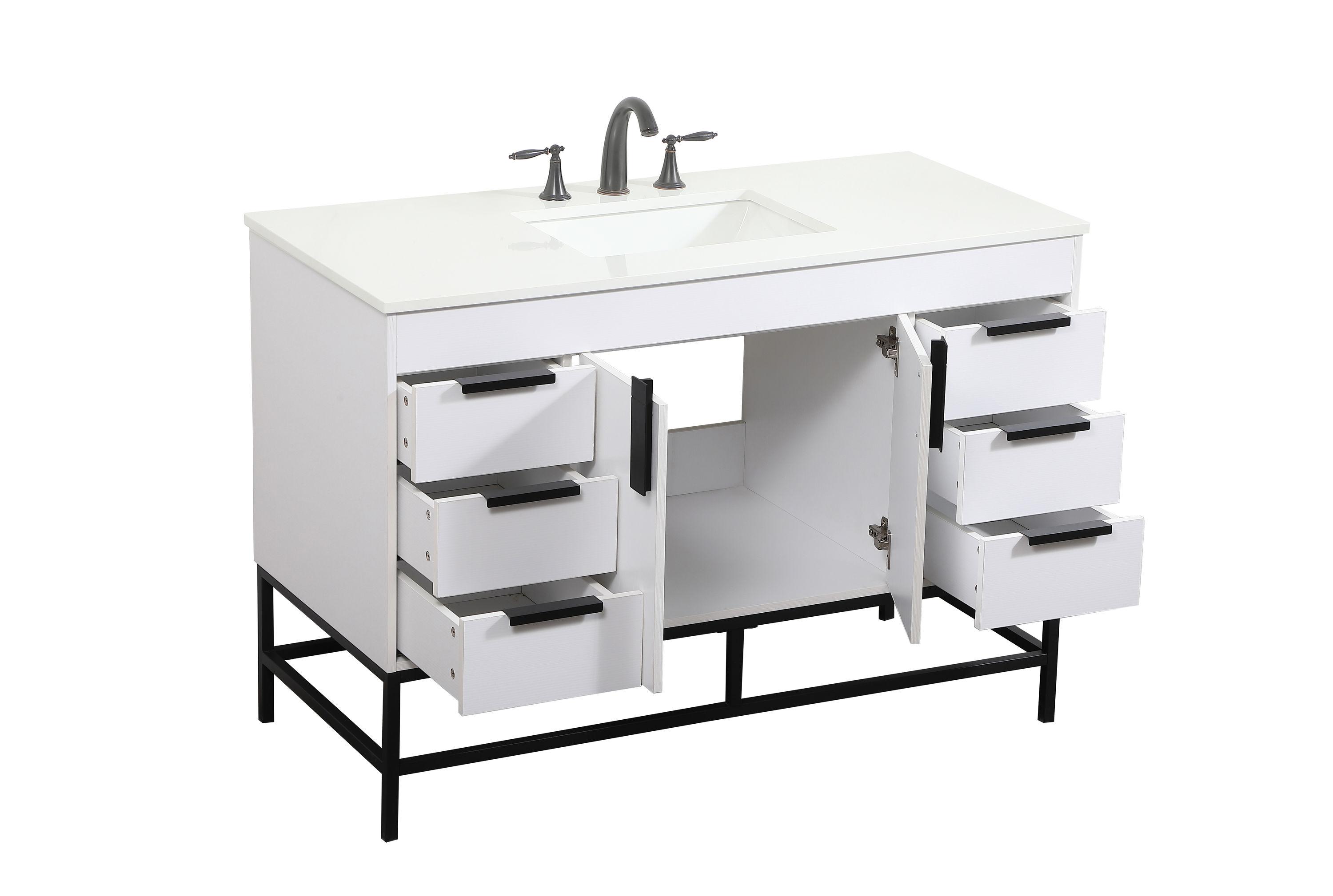 Alizabeth 48'' Single Bathroom Vanity with Engineered Marble Top